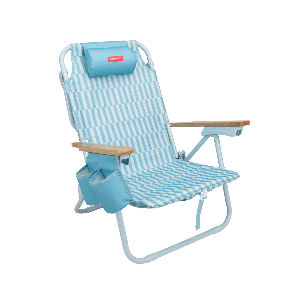 Picture of ODIN - Blue Striped Large Beach Chair With Cooler Bag
