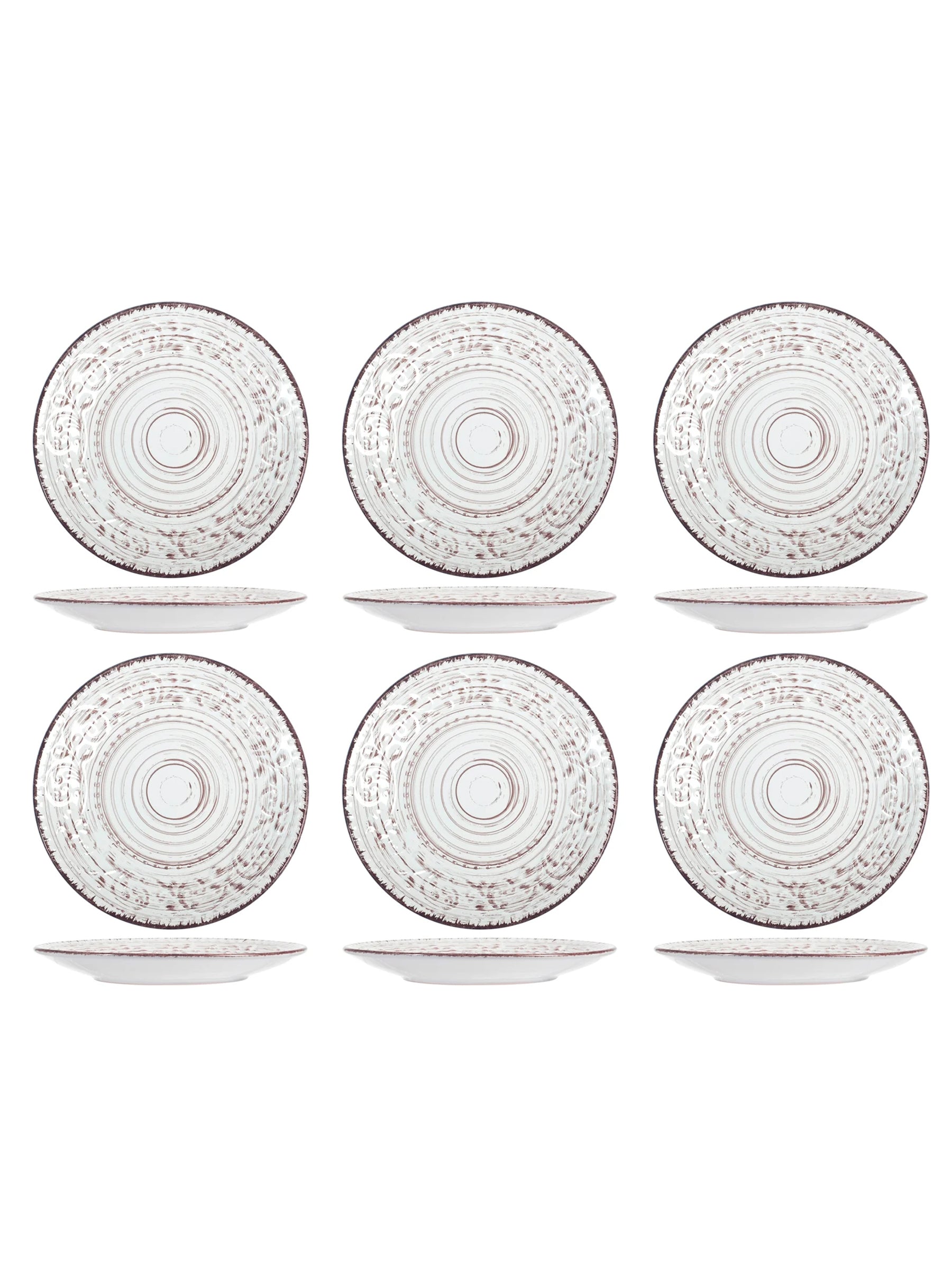 Set De 6 Platos De Fruta Lotus Blanco - Colección Elegante En Stoneware | Aptos Para Lavavajillas Y Microondas