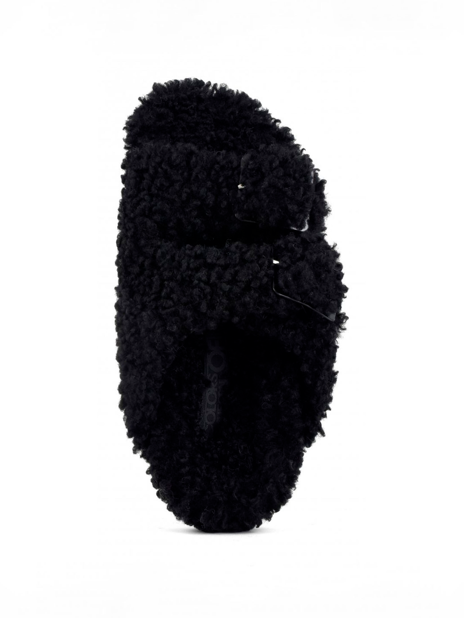 Furry slipper plastic buckle Black