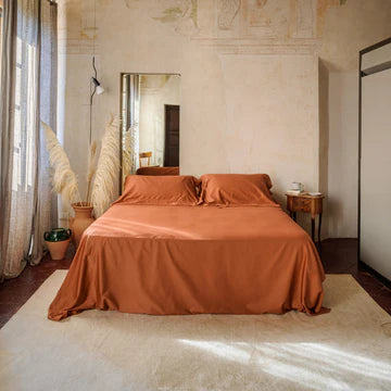 Lenzuolo sotto con angoli Raso - Terracotta