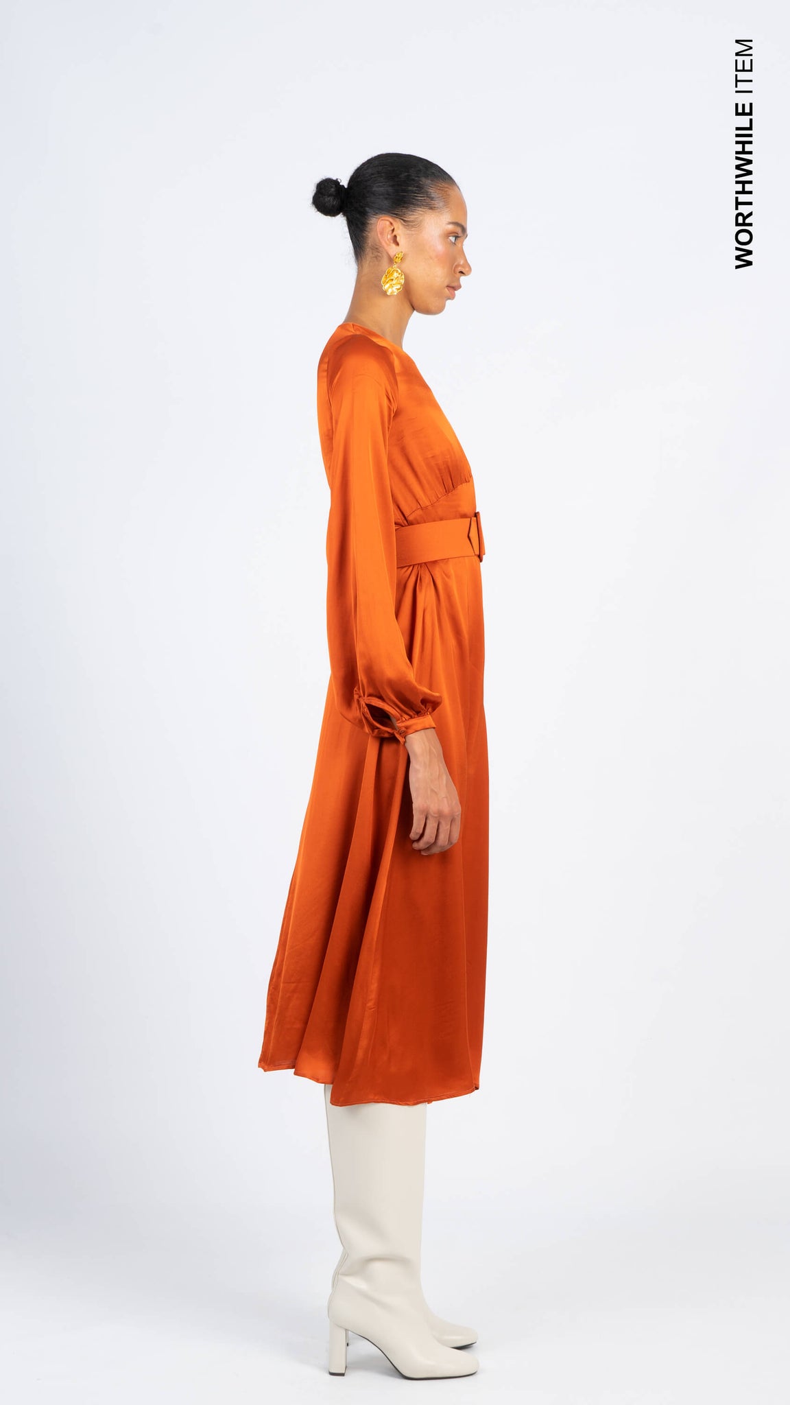 Orange Satin Dress - Carmen Says