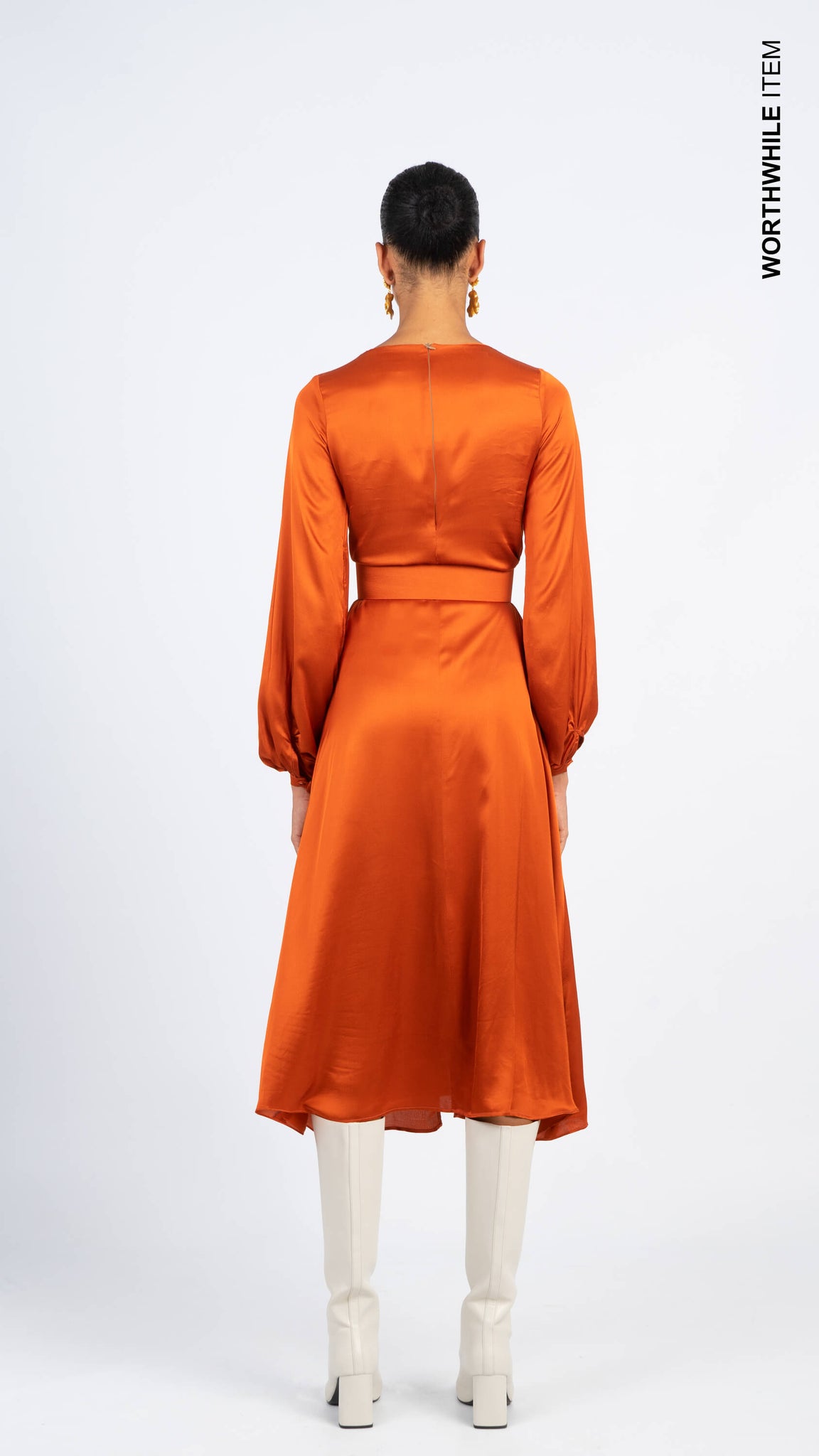 Orange Satin Dress - Carmen Says