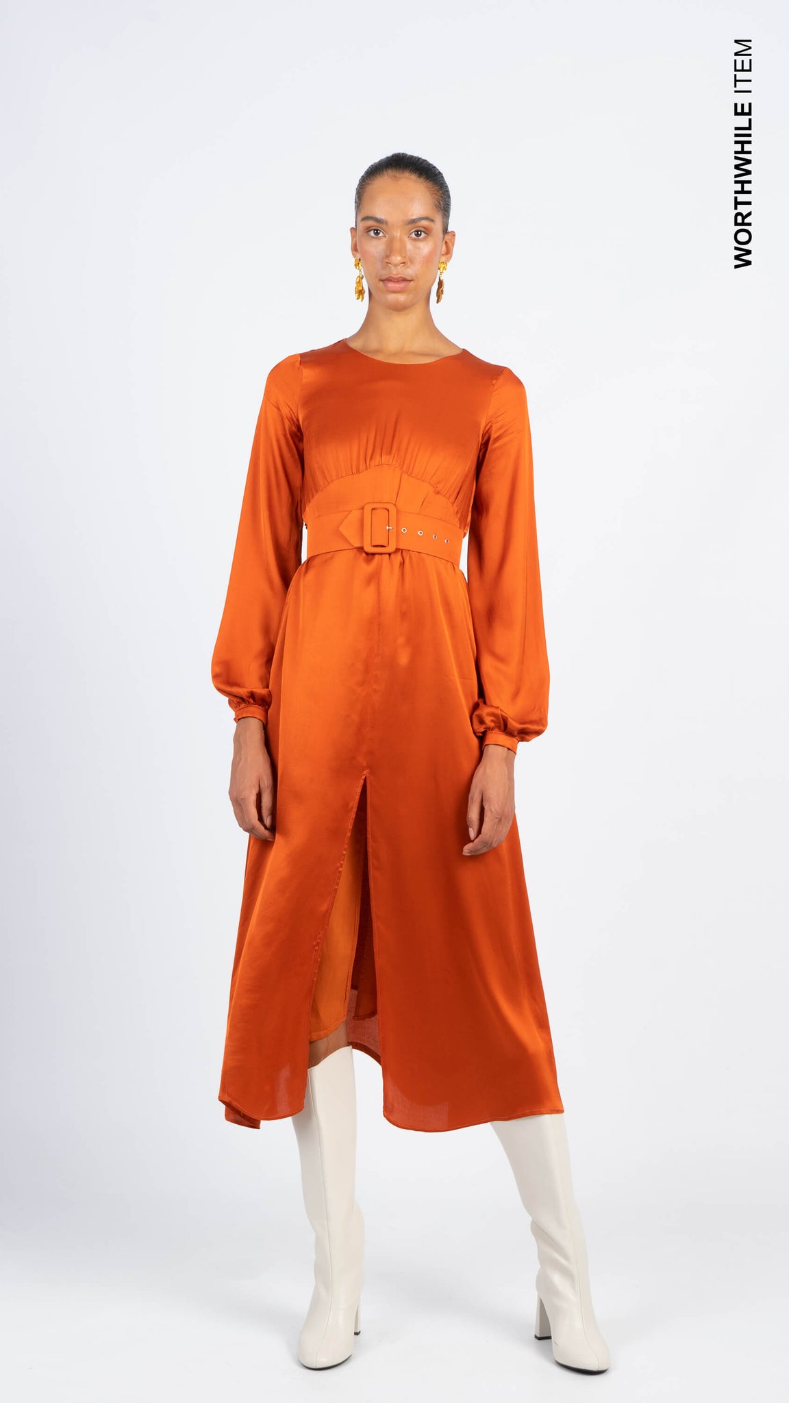 Orange Satin Dress - Carmen Says