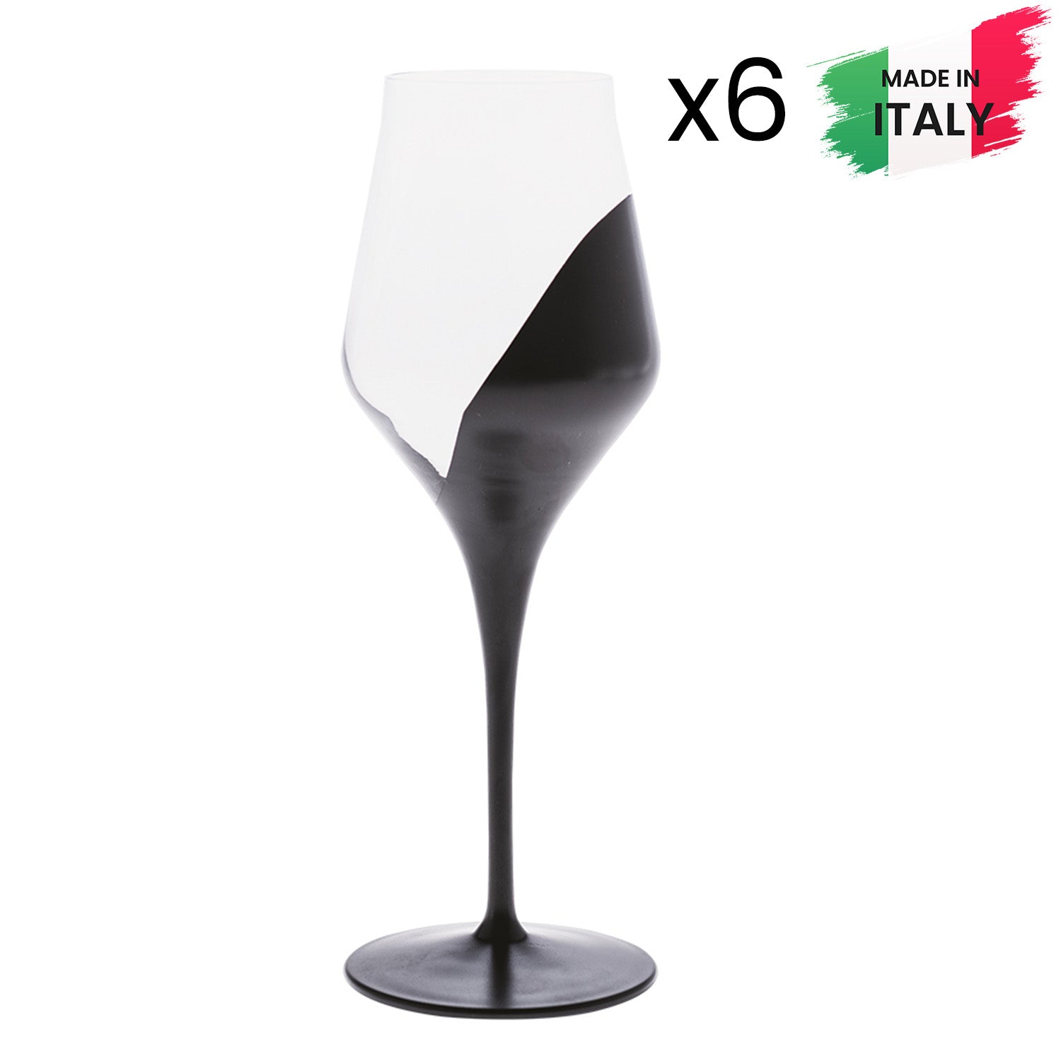 Calice Vino Alloro nero 82112 set 6 pezzi