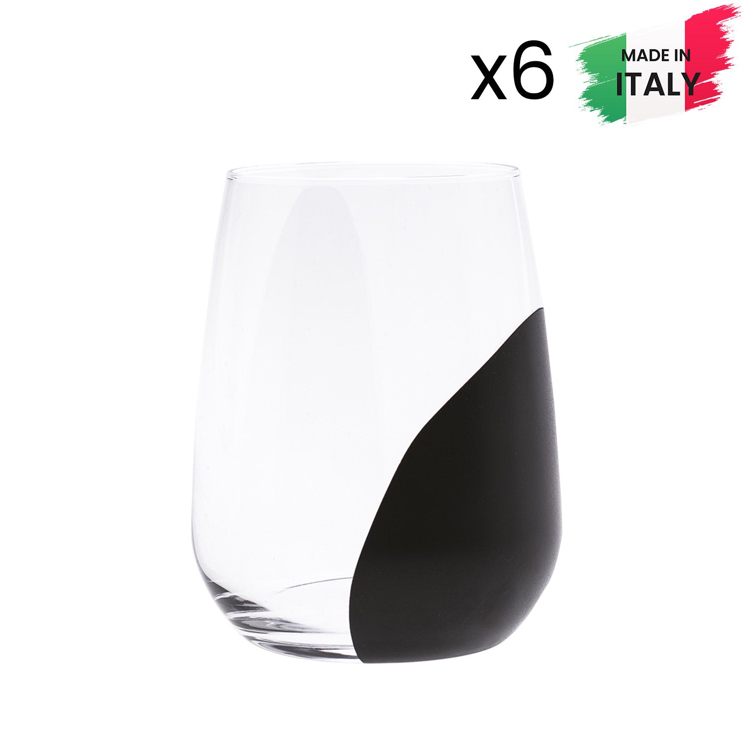 Bicchiere Acqua basso Alloro nero 82136 set 6 pezzi