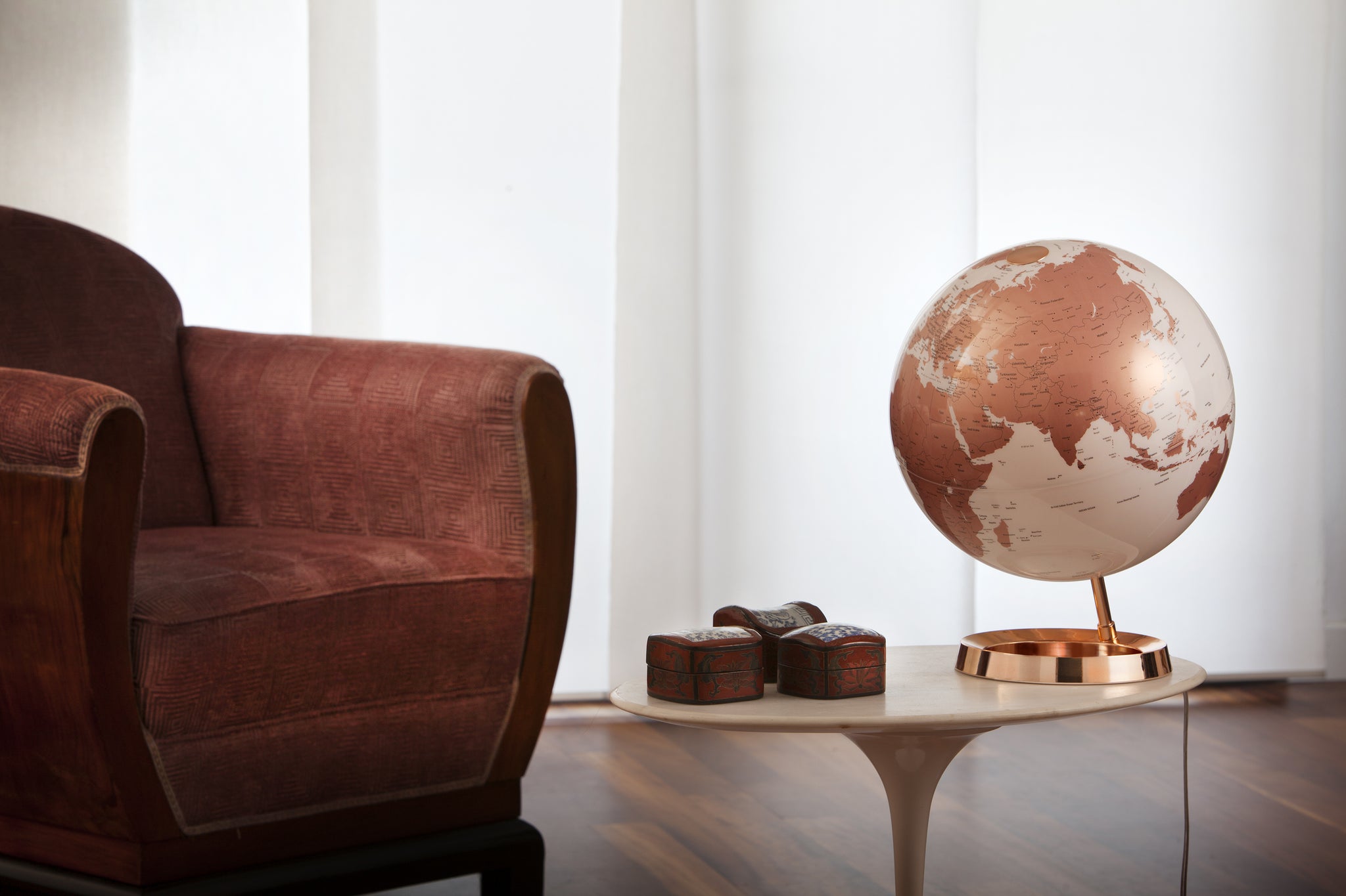 Light&Colour - Mappamondo luminoso di design - Copper - Inglese