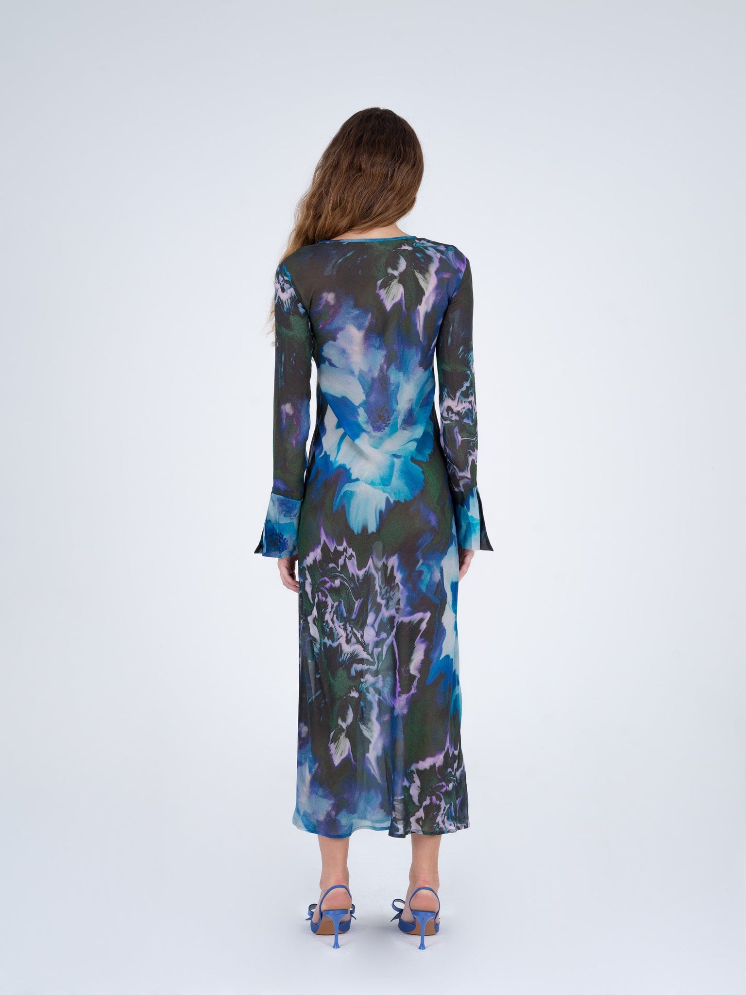 Blue Urania Flower Print Dress - Carmen Says
