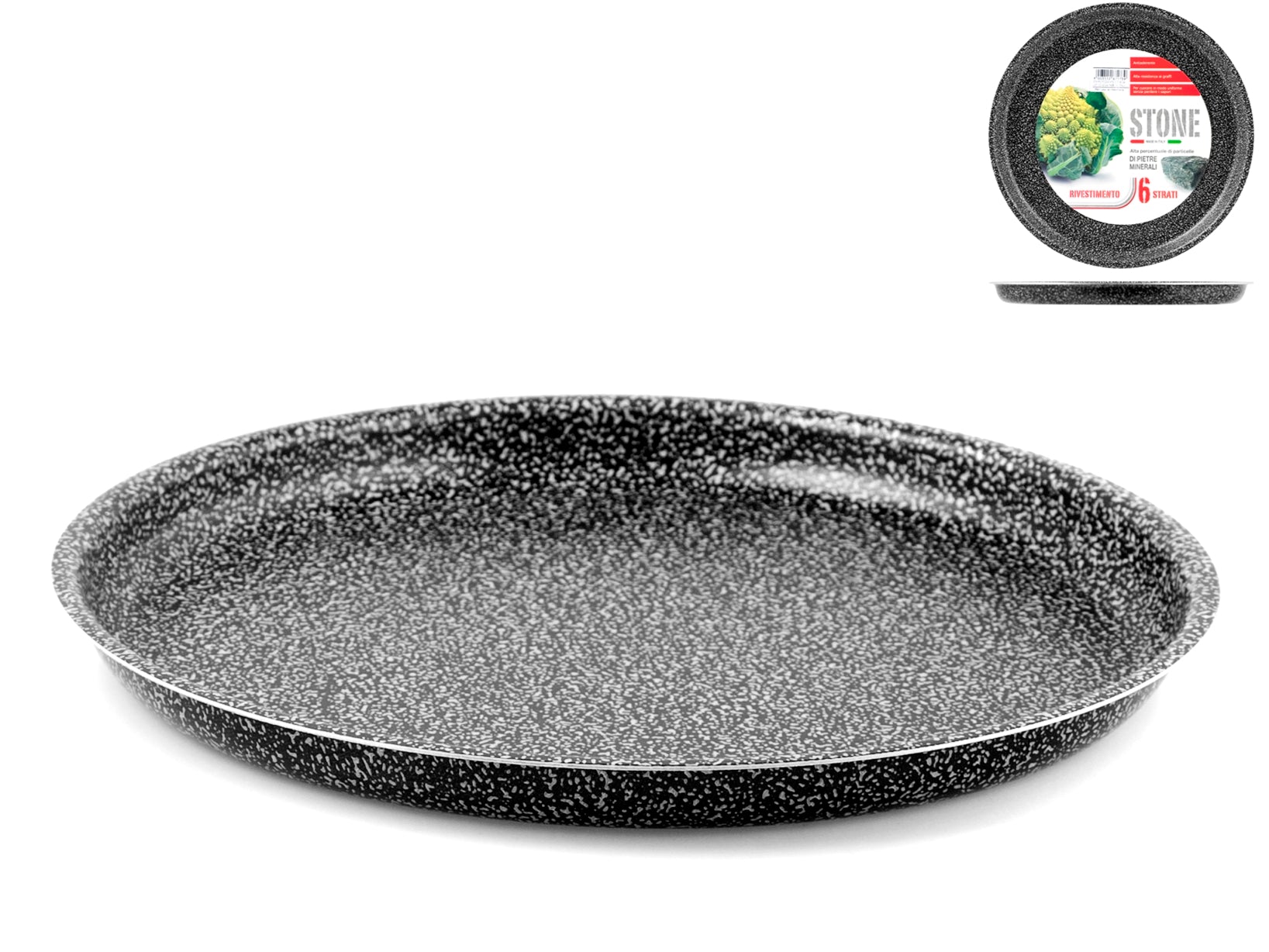 Stone Stampo Pizza Tondo, Antiaderente, Pietra, Antracite, 32 Cm