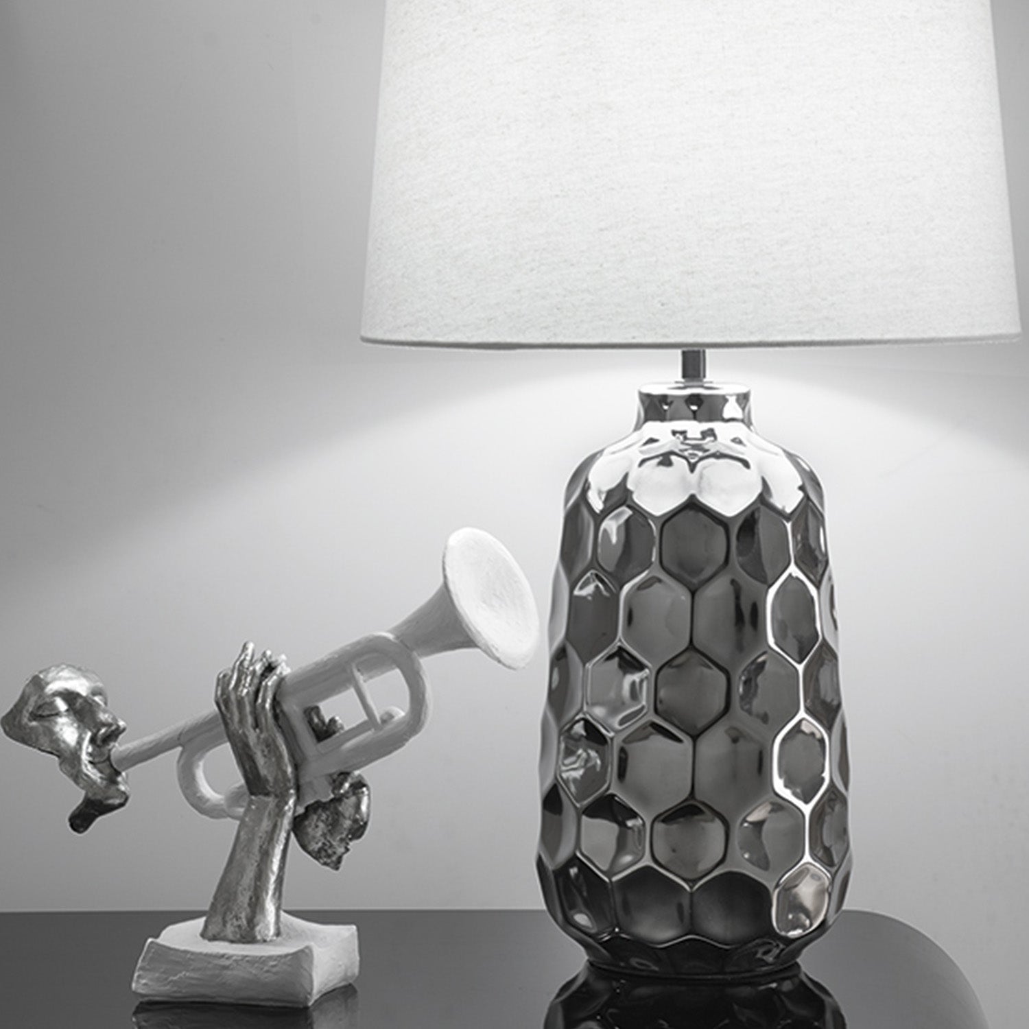 Lampada porcellana argento Kalari 82747 40x40x63