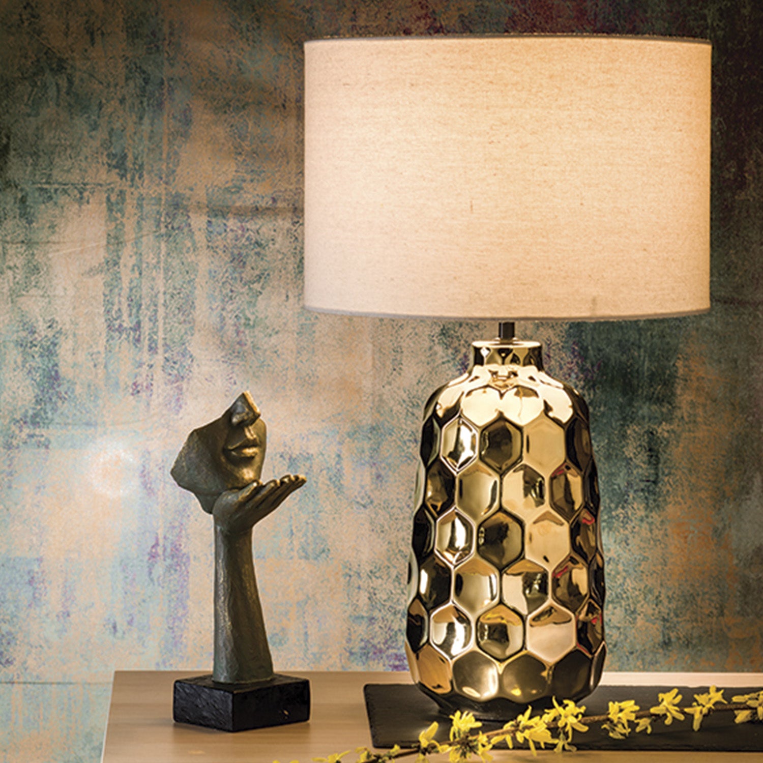 Lampada porcellana oro Kalari 82754 40x40x63