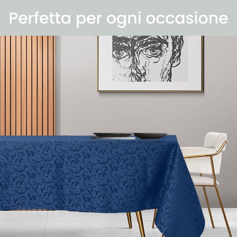 TOVAGLIA ANTIMACCHIA JACQUARD QUEEN.  BLU CERT