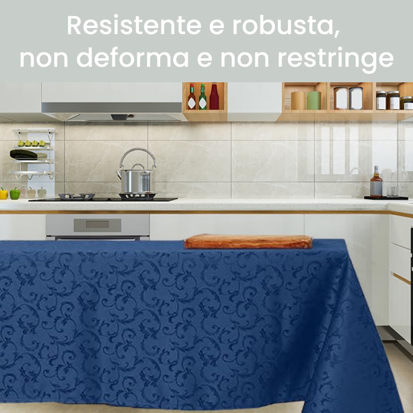 TOVAGLIA ANTIMACCHIA JACQUARD QUEEN.  BLU CERT