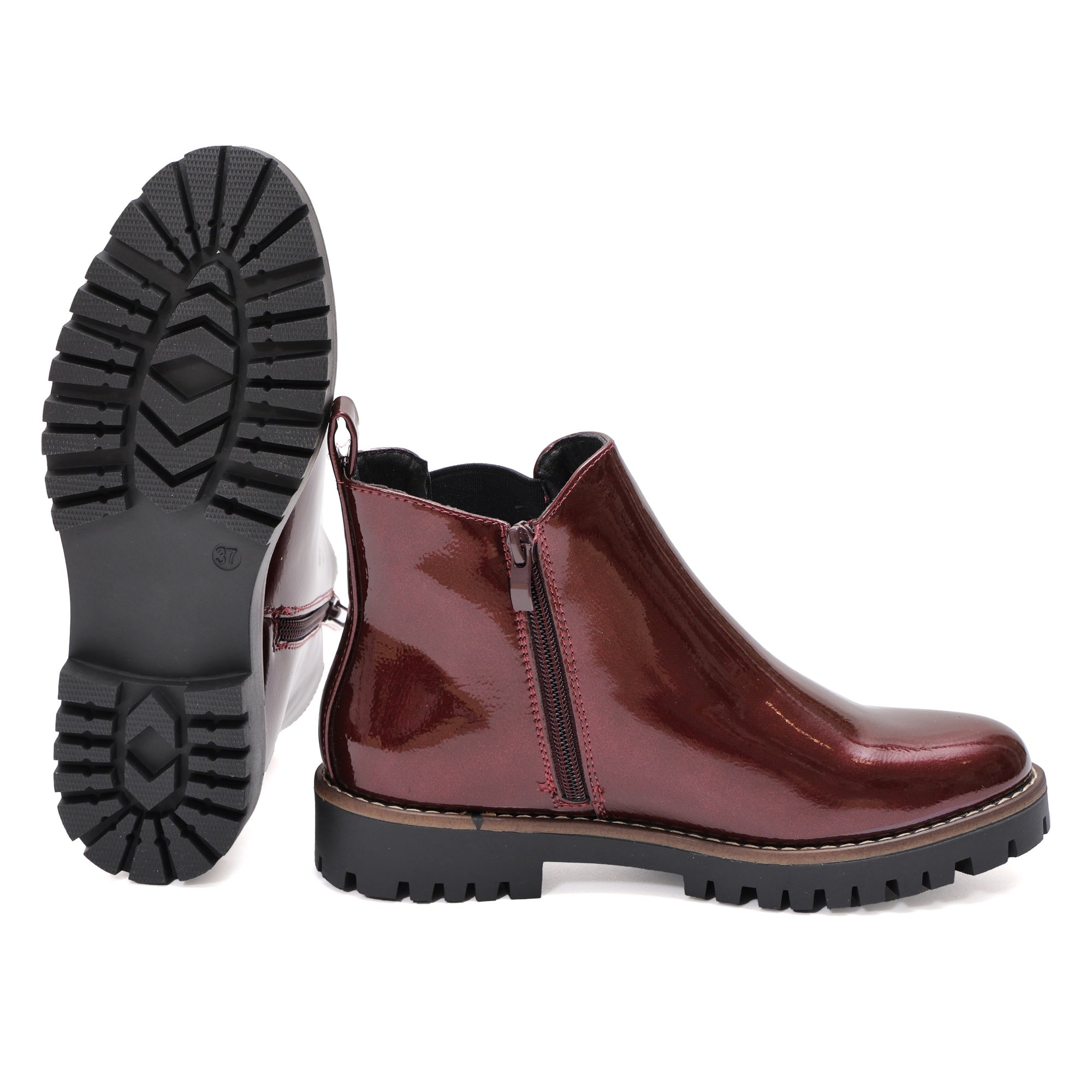 Stivaletto in simil pelle con elastico laterale  Bordeaux