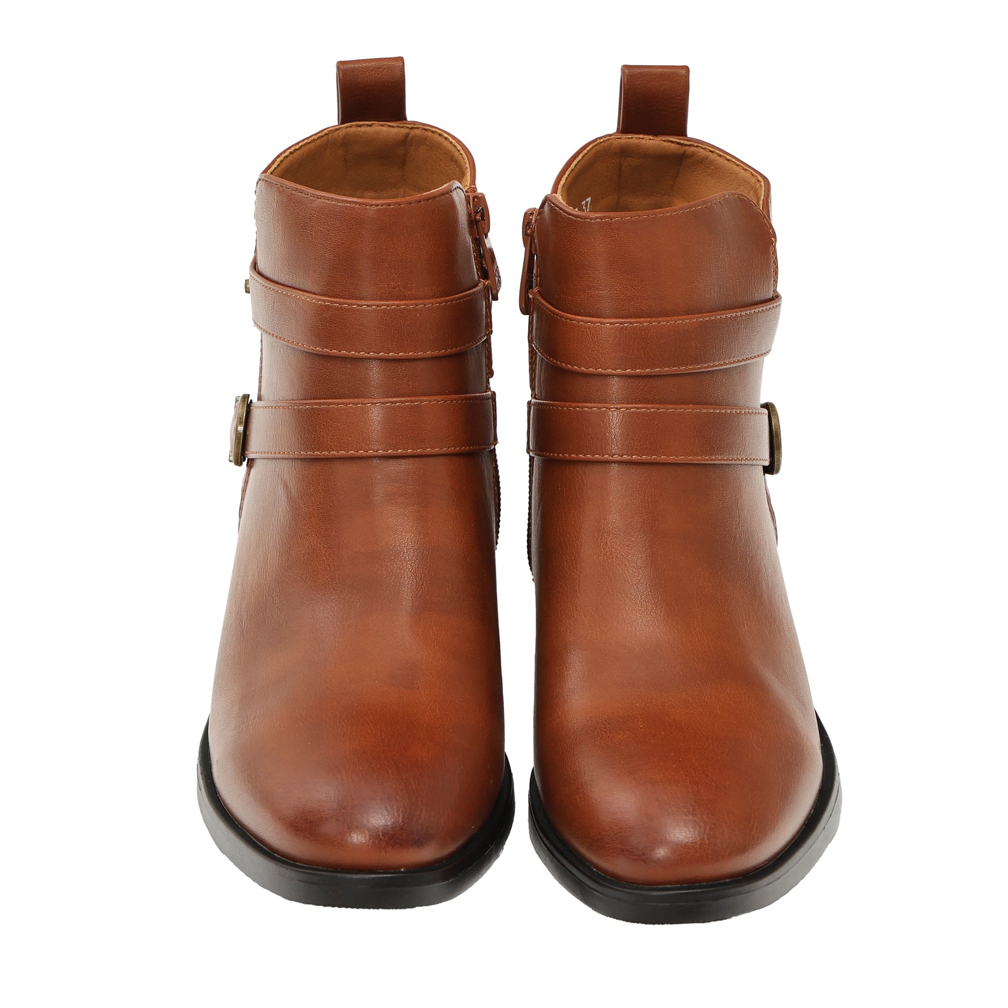 Stivaletto in simil pelle con fibbia Cammello