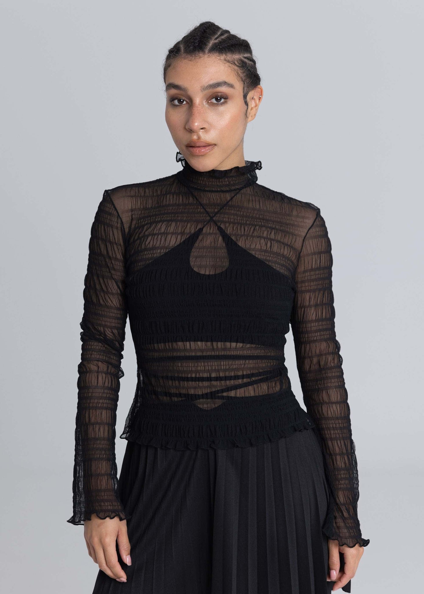 Camicetta arricciata - Nera