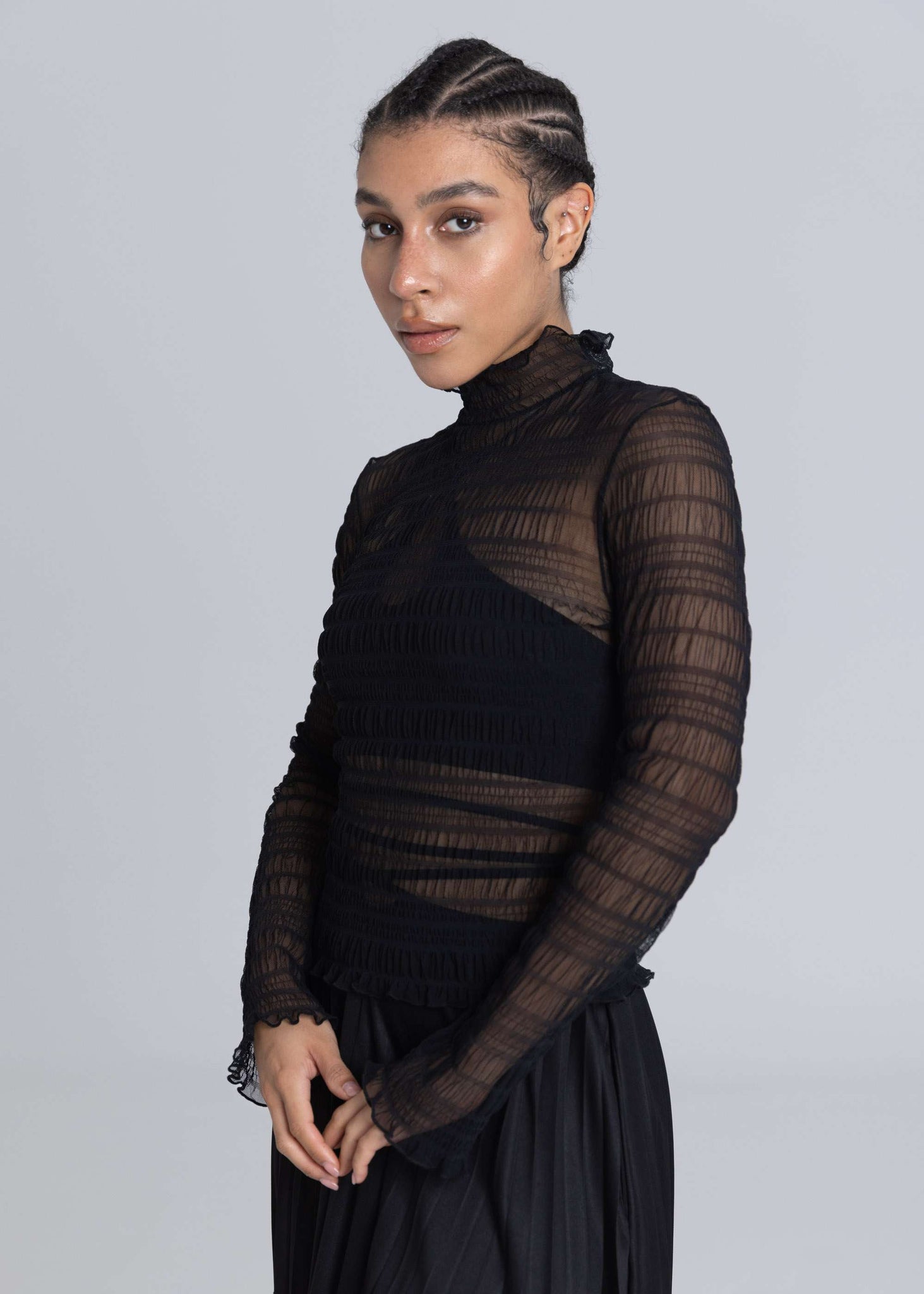 Camicetta arricciata - Nera