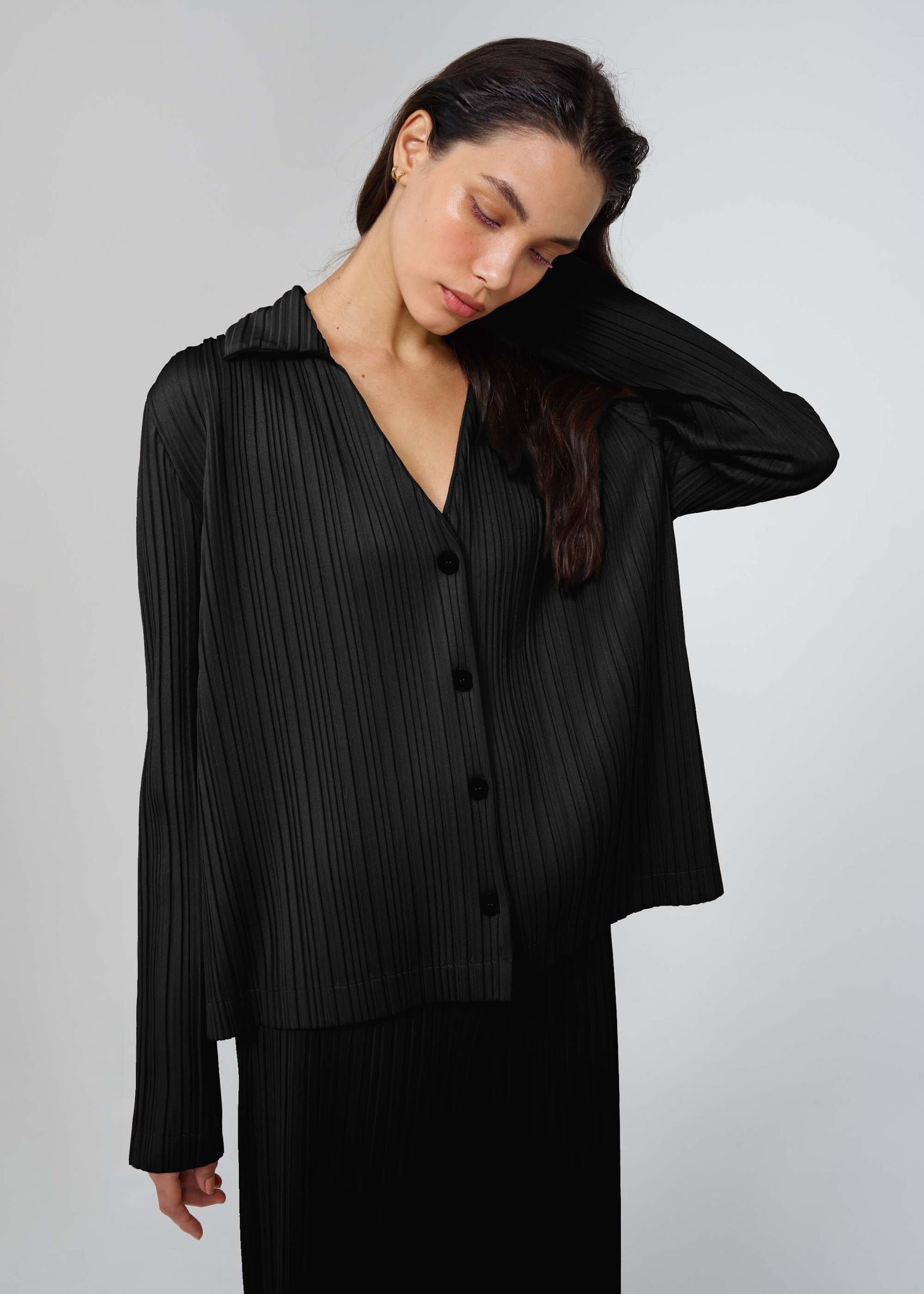 Camicia plissettata riciclata - Nero