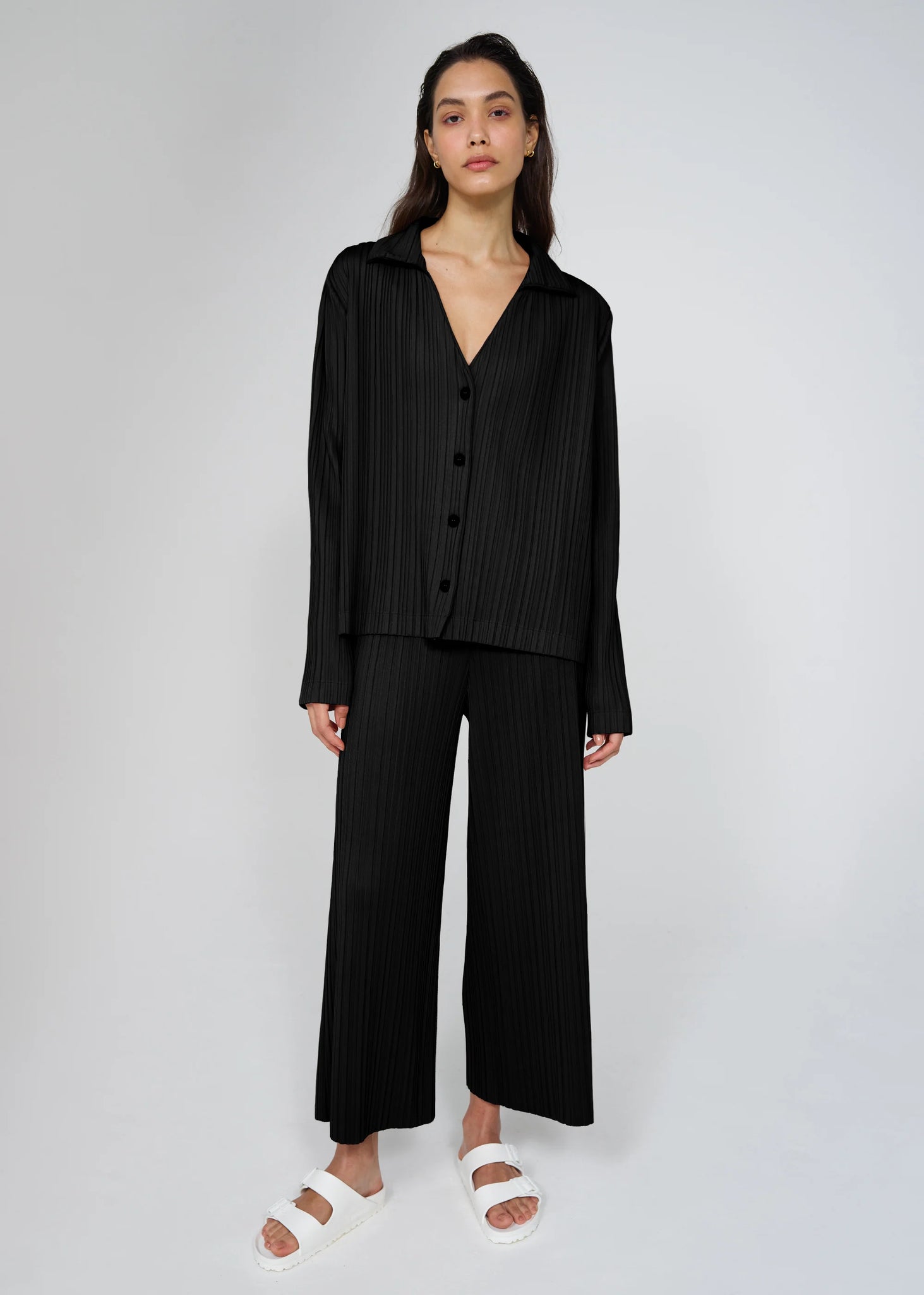 Camicia plissettata riciclata - Nera