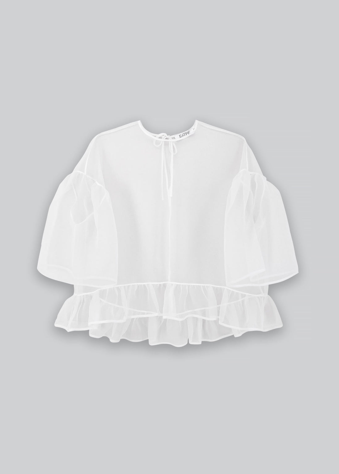 Blusa oversize in organza - Bianco sporco