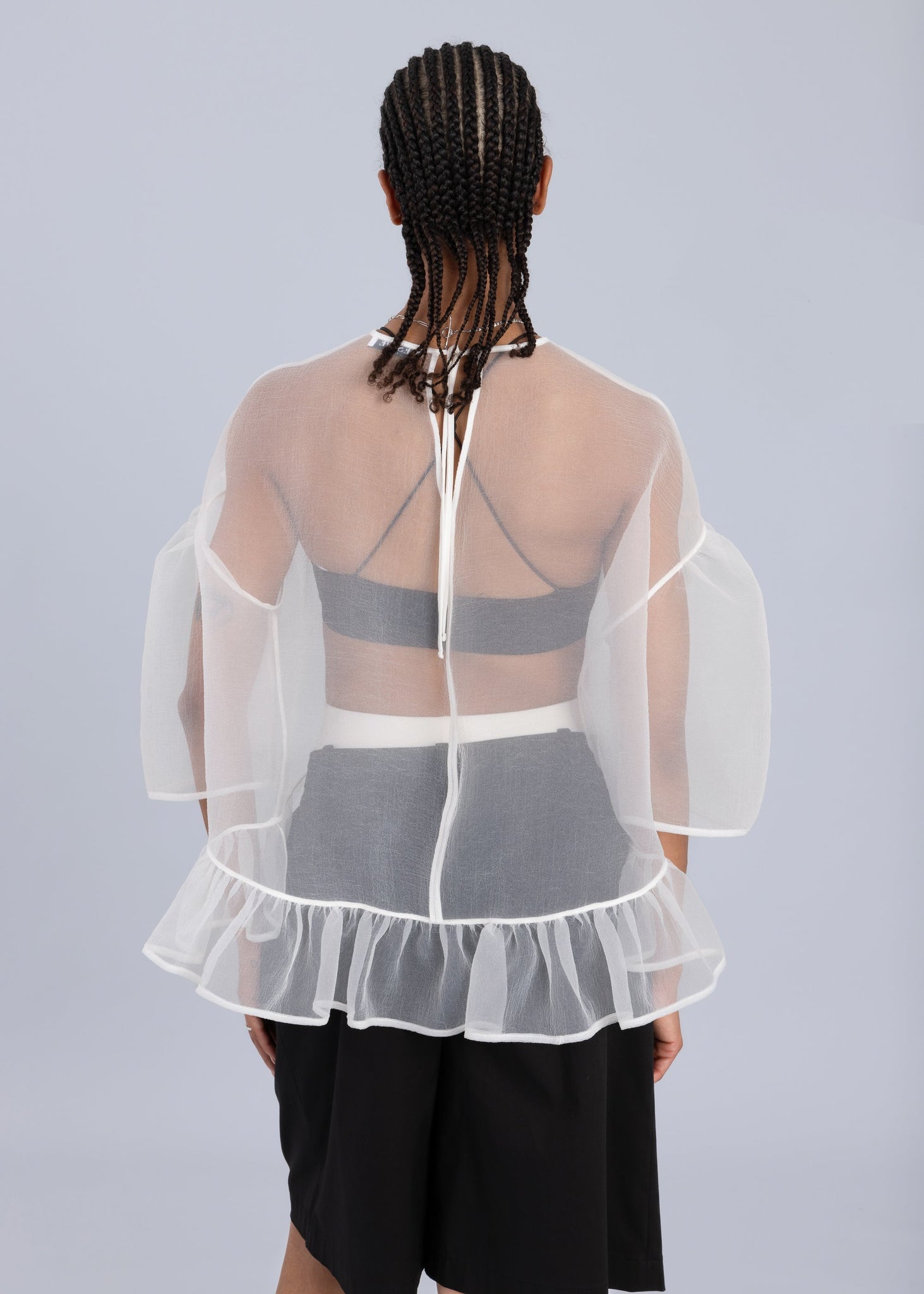 Blusa oversize in organza - Bianco