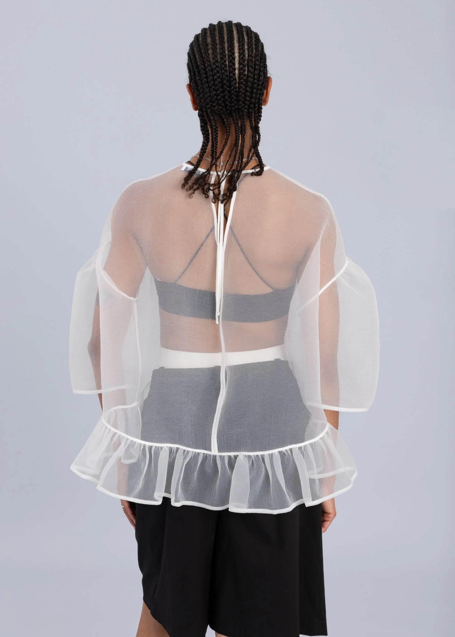 Blusa oversize in organza - Bianco sporco