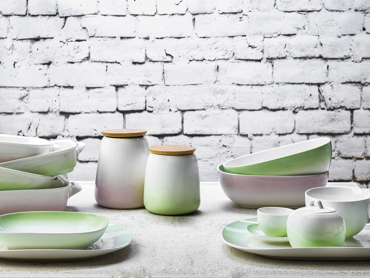 Servizio piatti new bone china 18 pezzi Primavera verde 3621