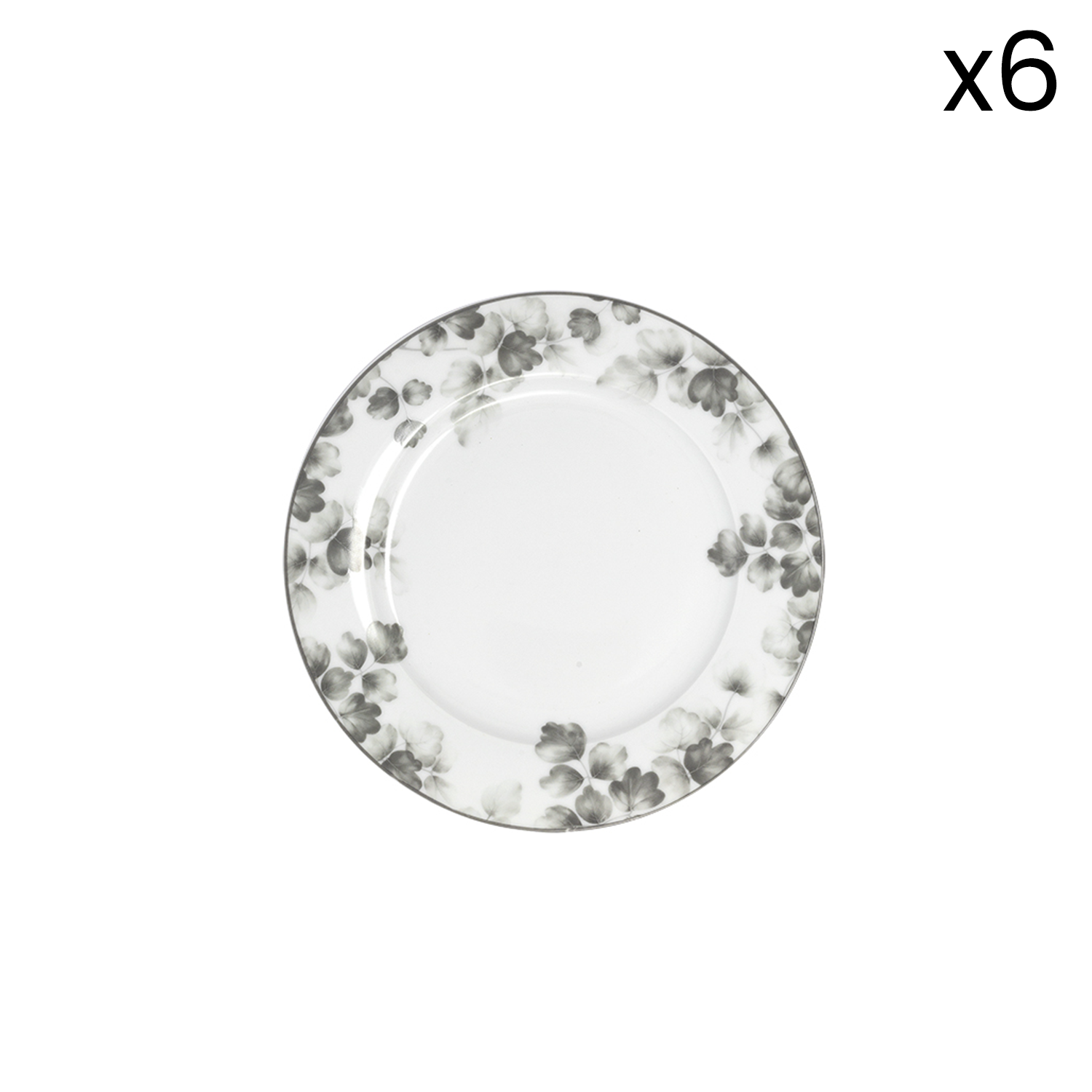 Set 6 piatti frutta porcellana Foliage grigio 88428