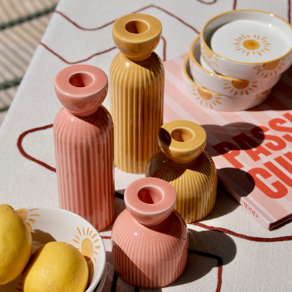 Portacandele in ceramica Lus M - Pesca