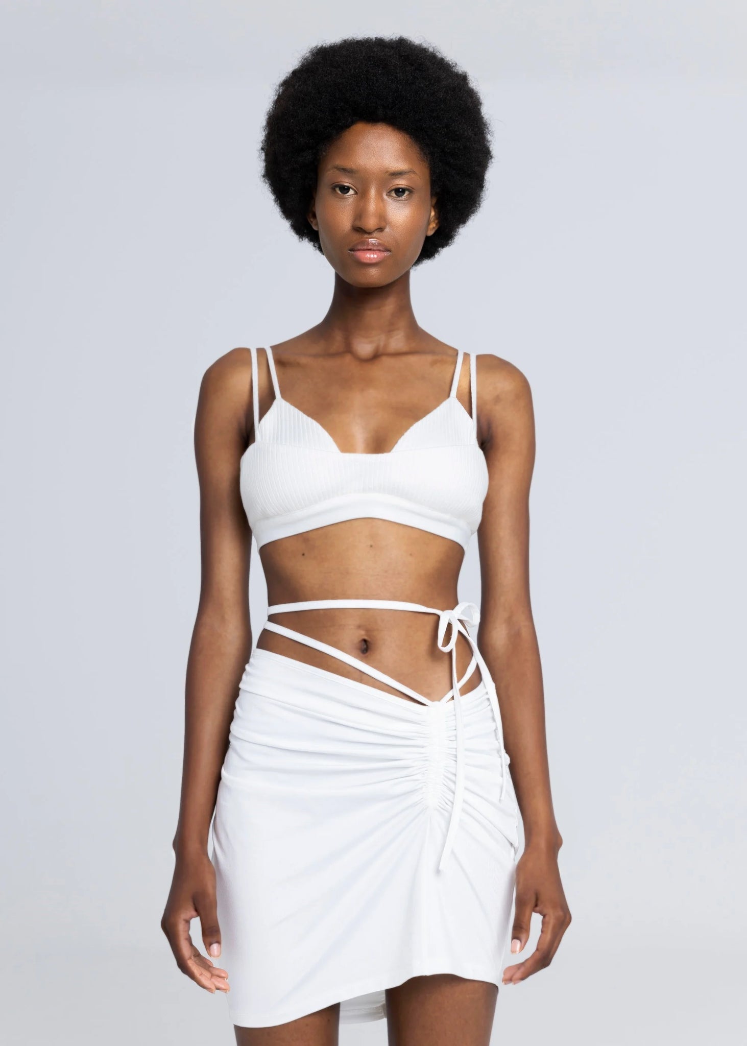 Reggiseno a coste a doppio strato - Bianco sporco