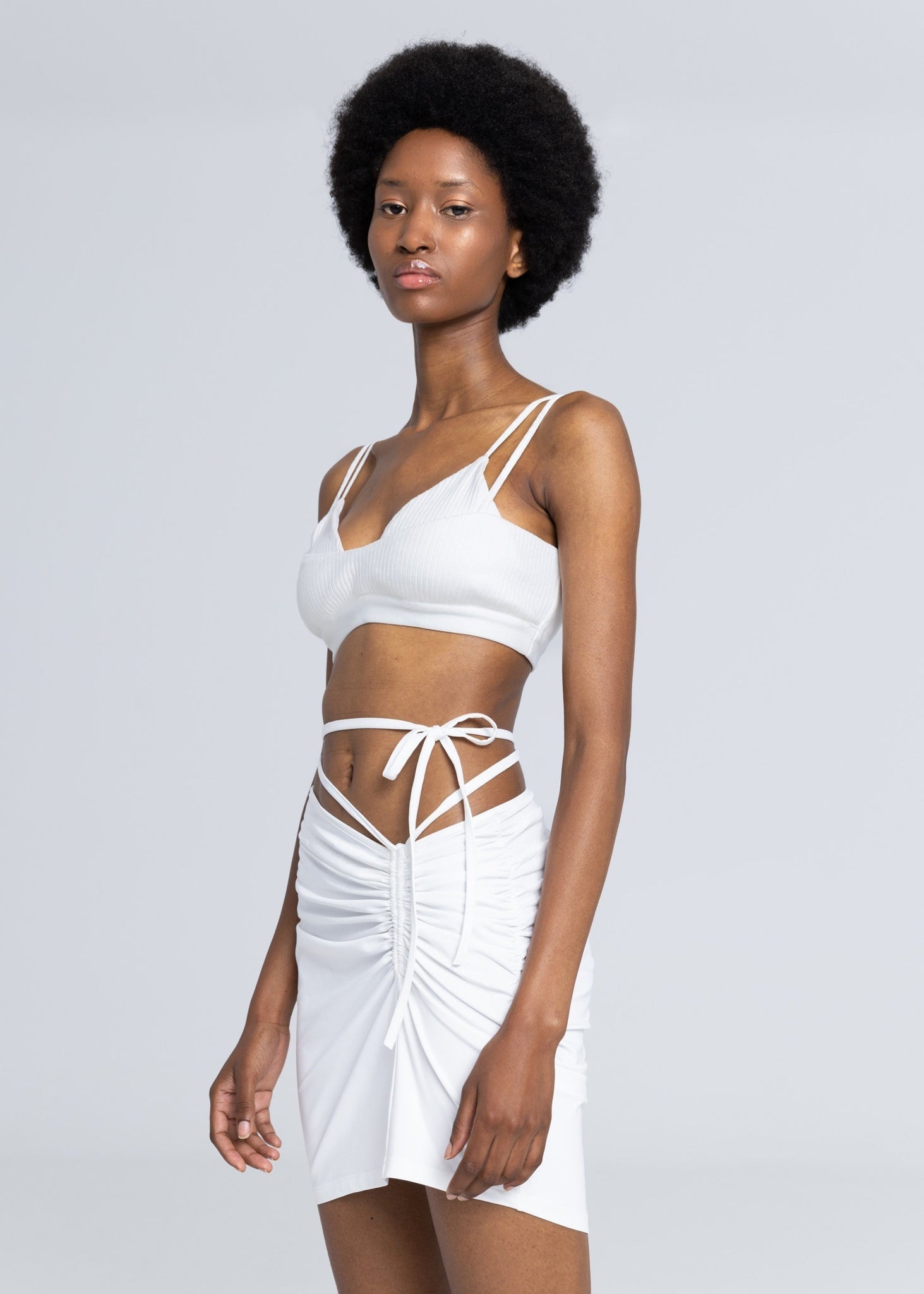 Reggiseno a coste a doppio strato - Bianco sporco