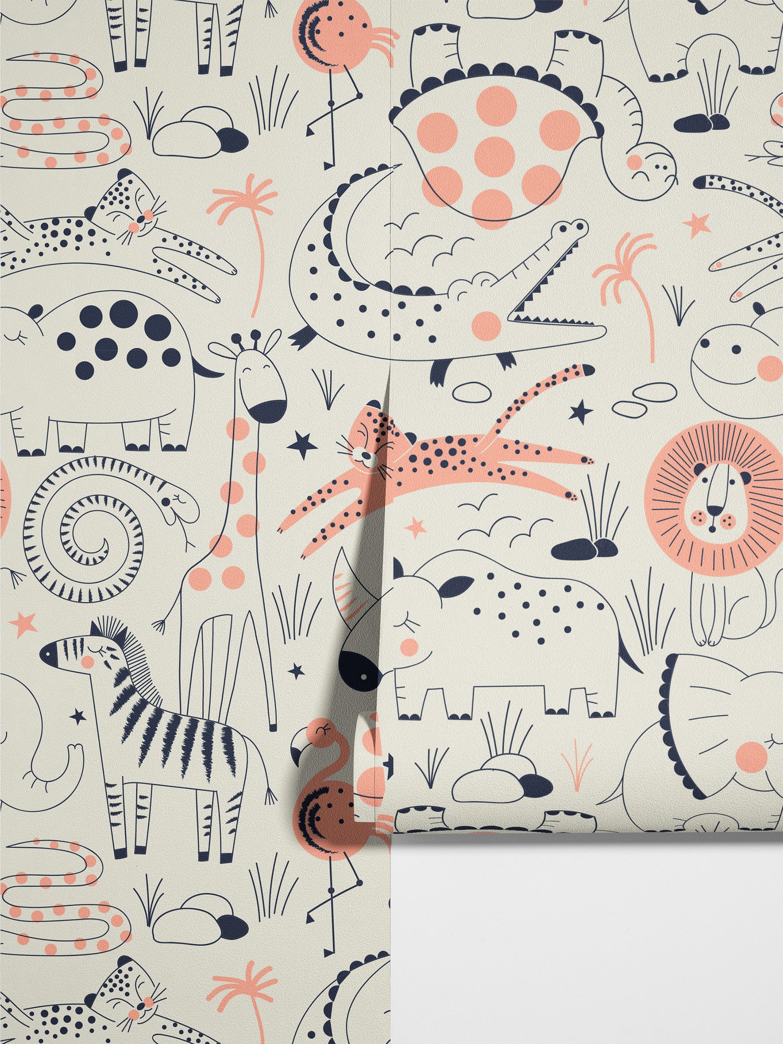 Carta da Parati Animali della Savana per Bambini - 2 rotoli di carta 90 cm x 260 cm - 4.68 mq