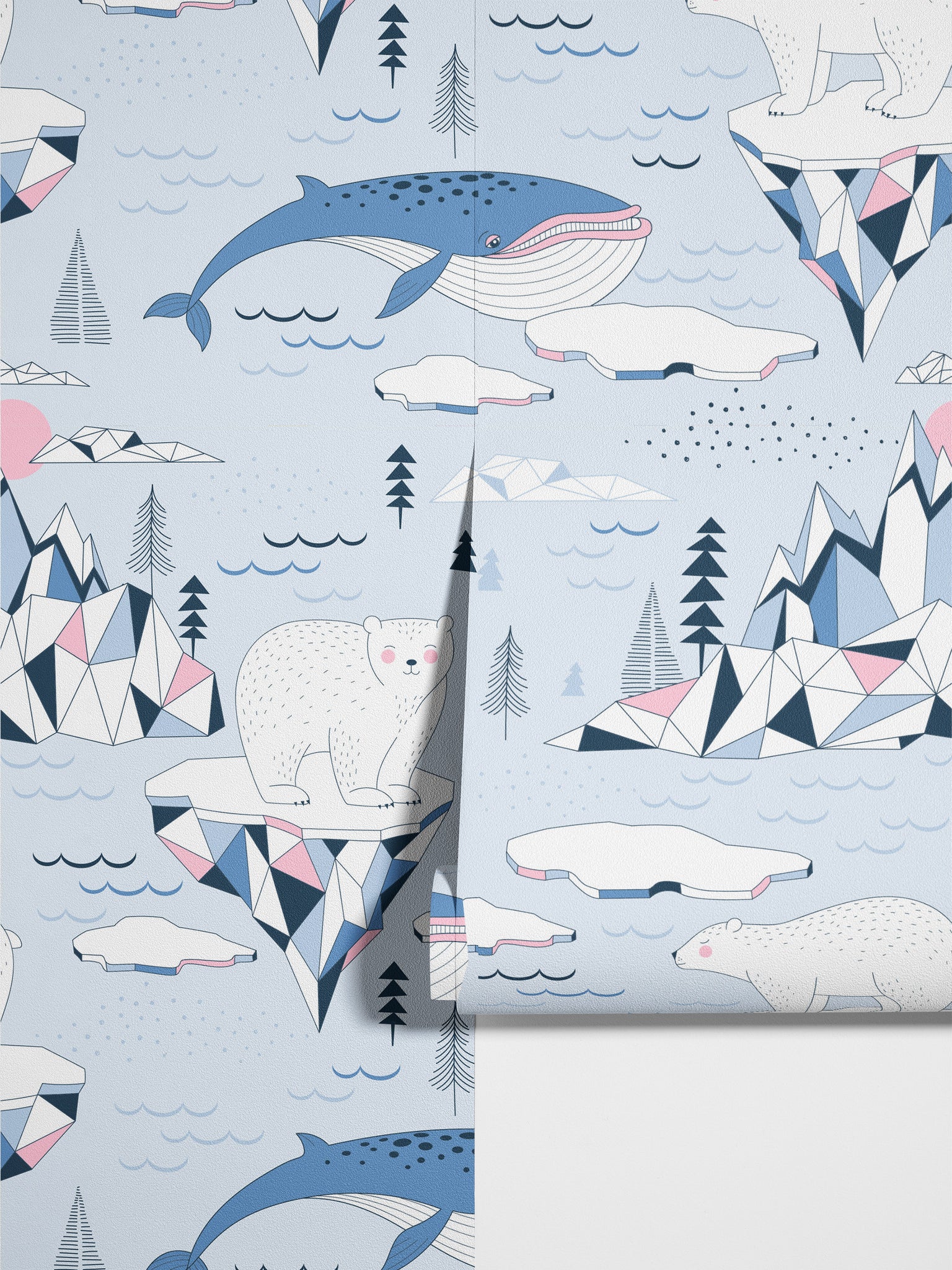 Carta da Parati Animali Polari per Bambini - 2 rotoli di carta 90 cm x 260 cm - 4.68 mq