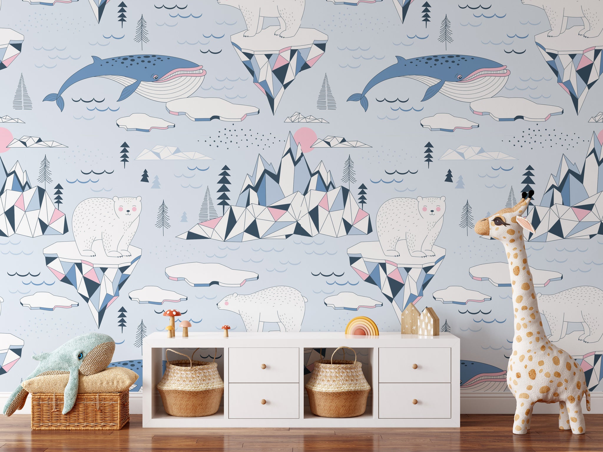 Carta da Parati Animali Polari per Bambini - 2 rotoli di carta 90 cm x 260 cm - 4.68 mq