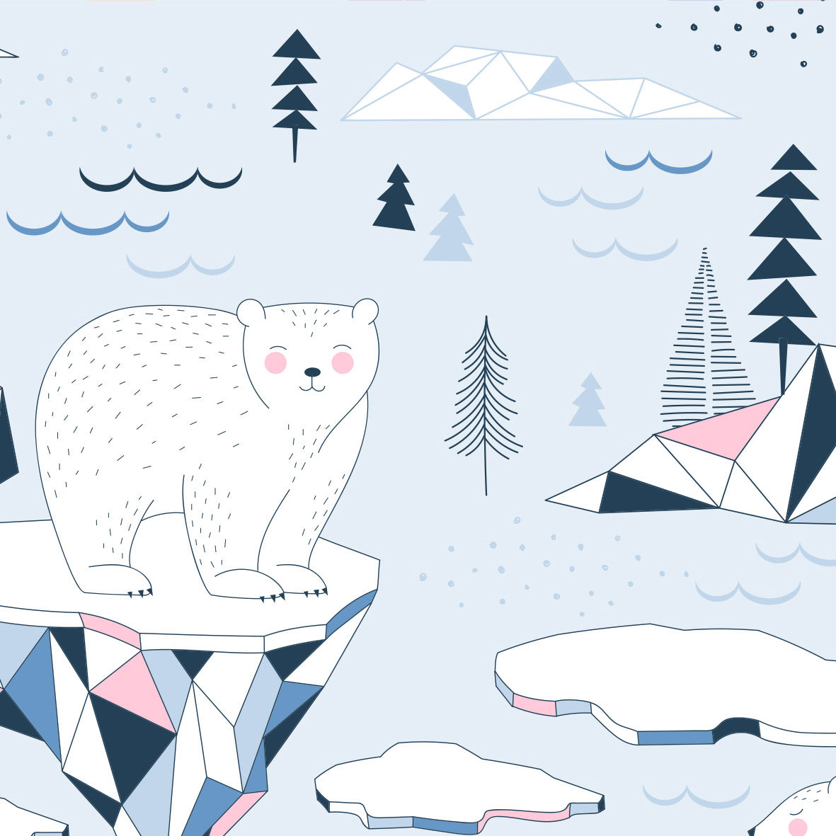 Carta da Parati Animali Polari per Bambini - 2 rotoli di carta 90 cm x 260 cm - 4.68 mq