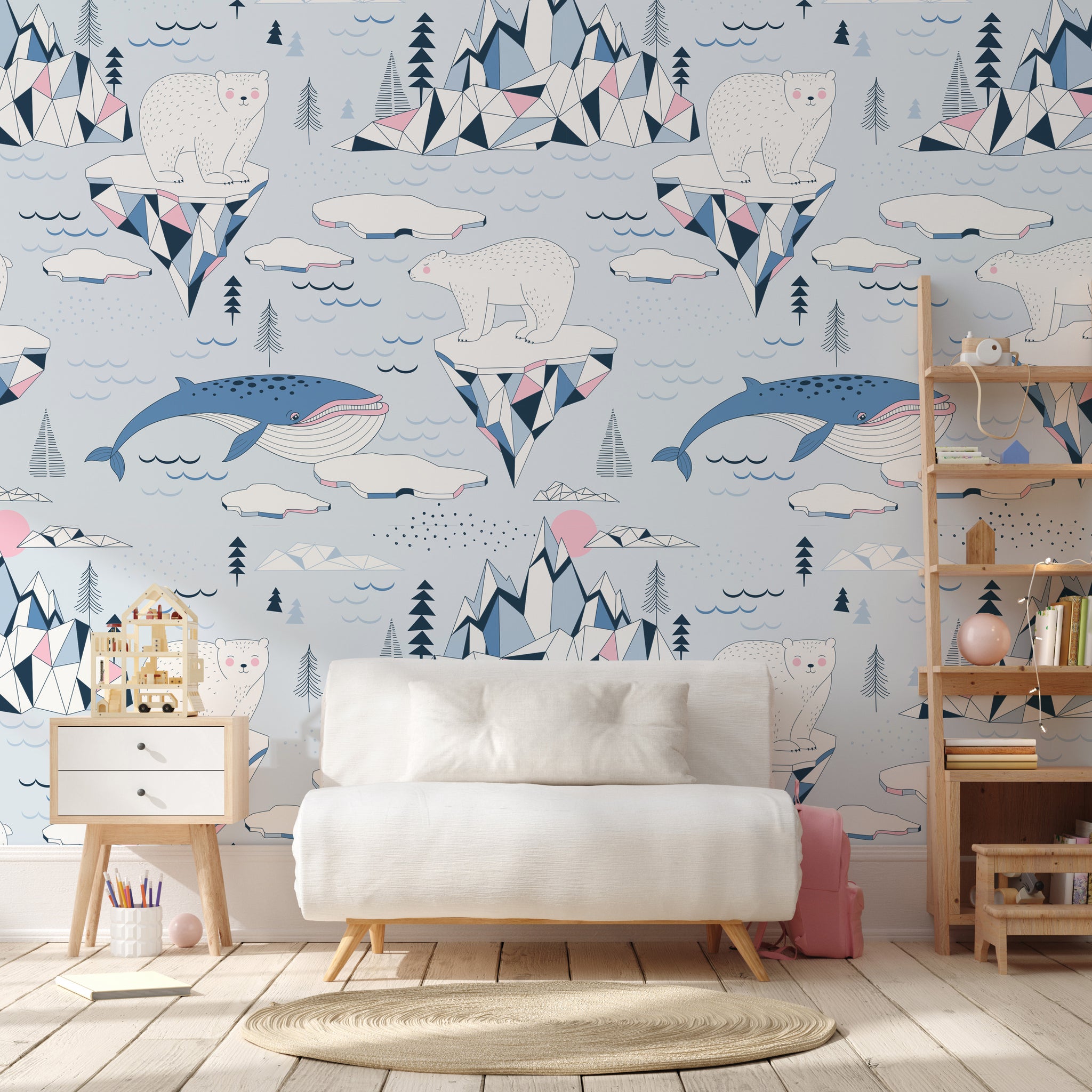 Carta da Parati Animali Polari per Bambini - 2 rotoli di carta 90 cm x 260 cm - 4.68 mq