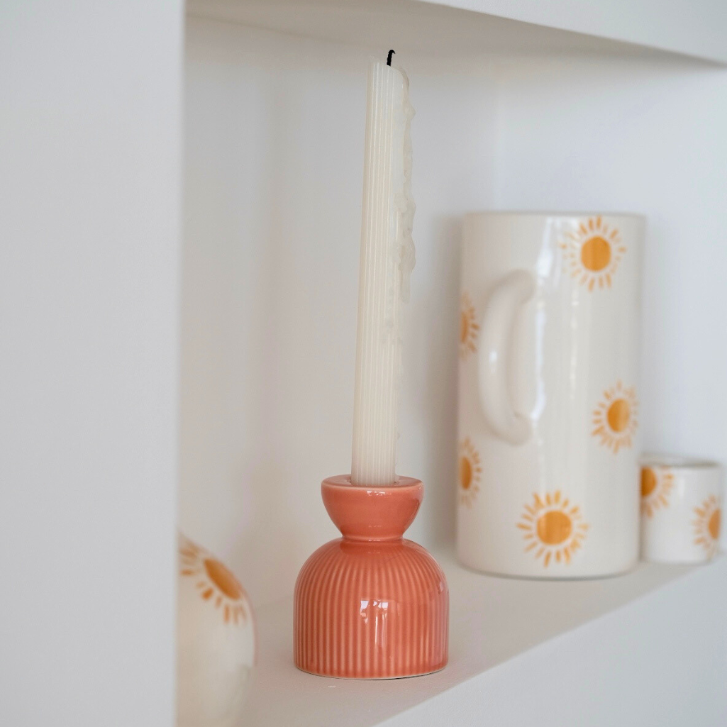 Portacandele in ceramica Lus duo, misura piccola e media - Pesca