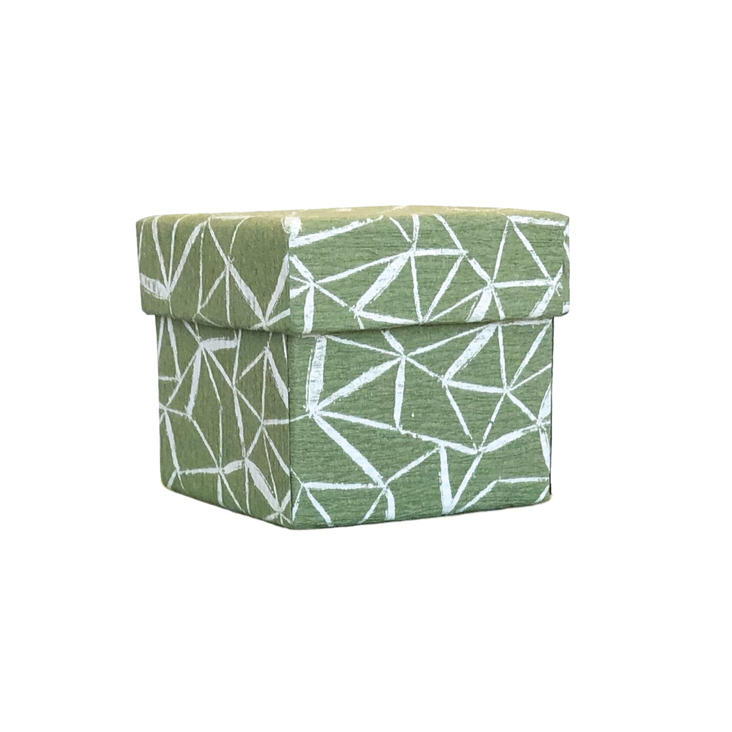 Scatole decorativa quadrate "Green Grid" - set da 3