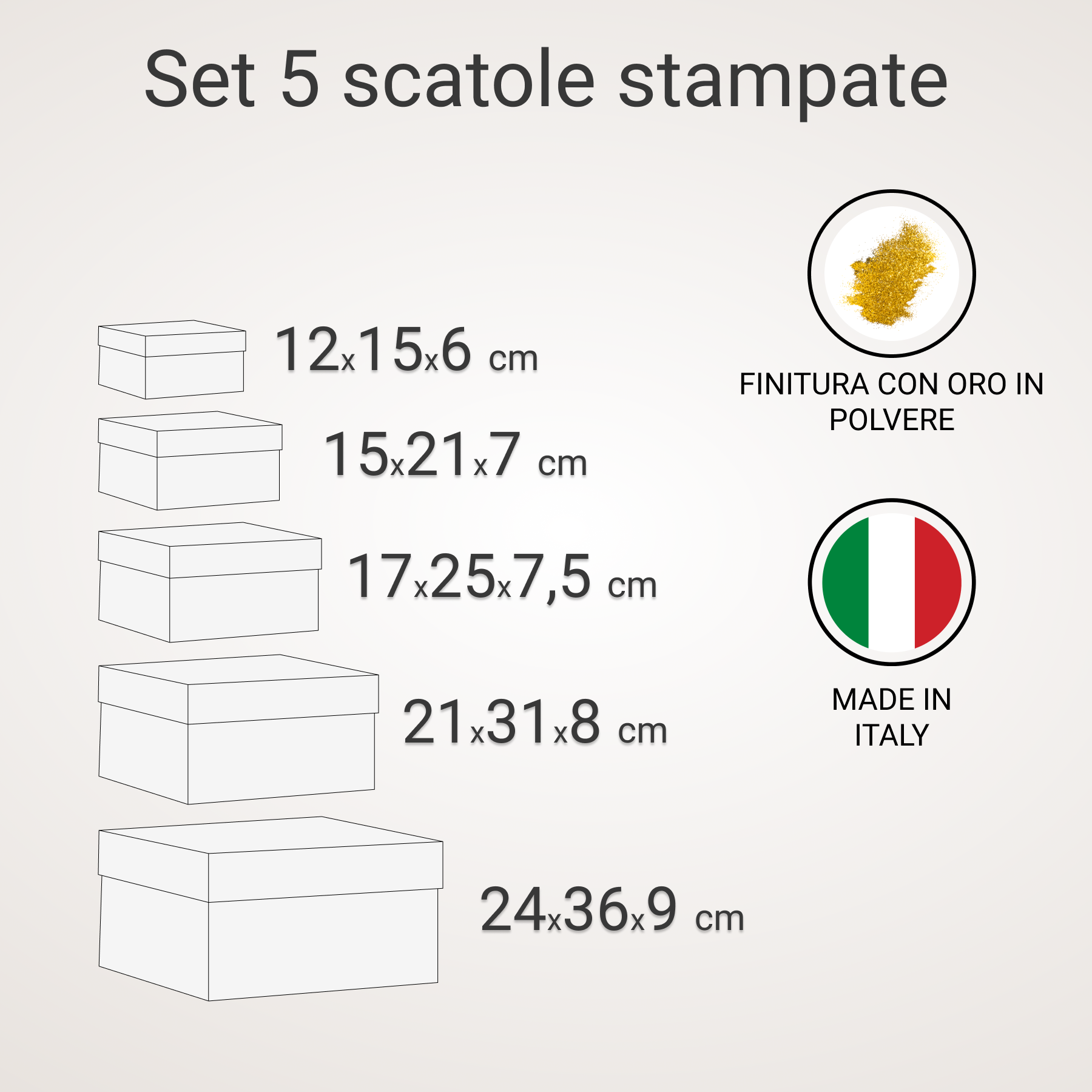 Scatole decorativa rettangolari "Roma" - set da 5