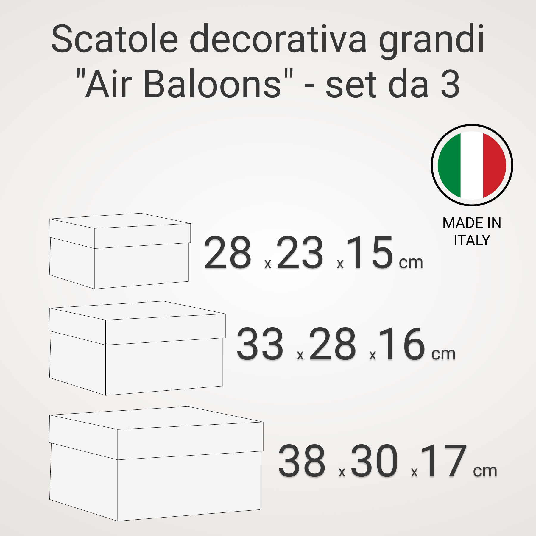 Scatole decorativa grandi "Air Baloons" - set da 3