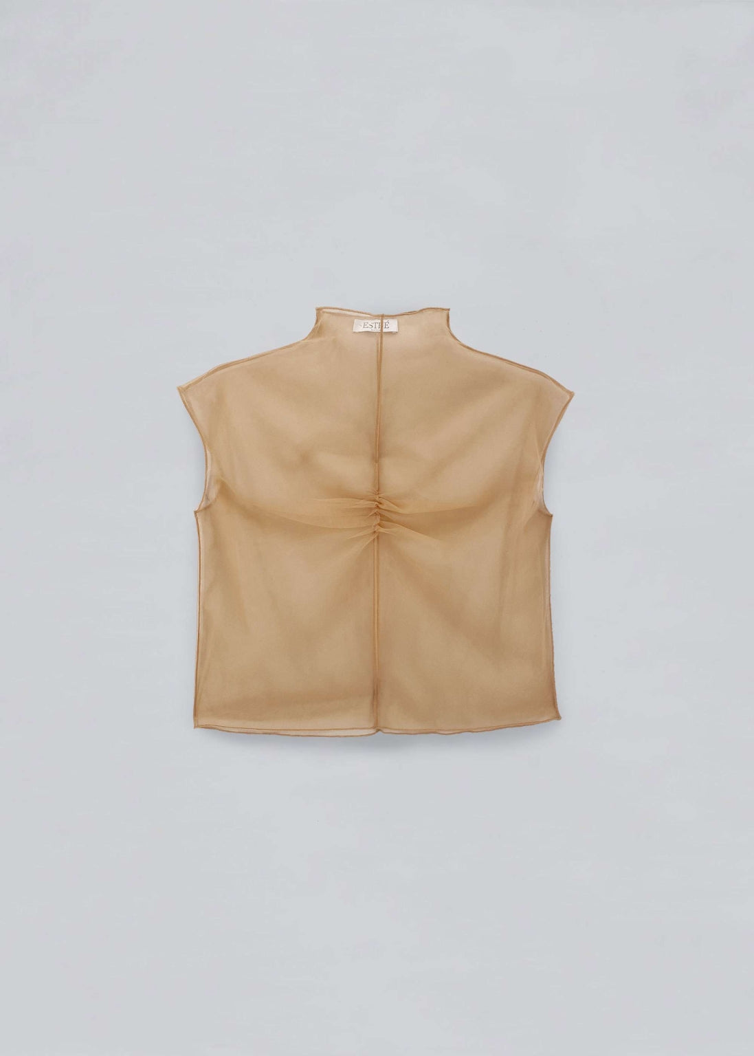 Top in tulle senza maniche - Beige