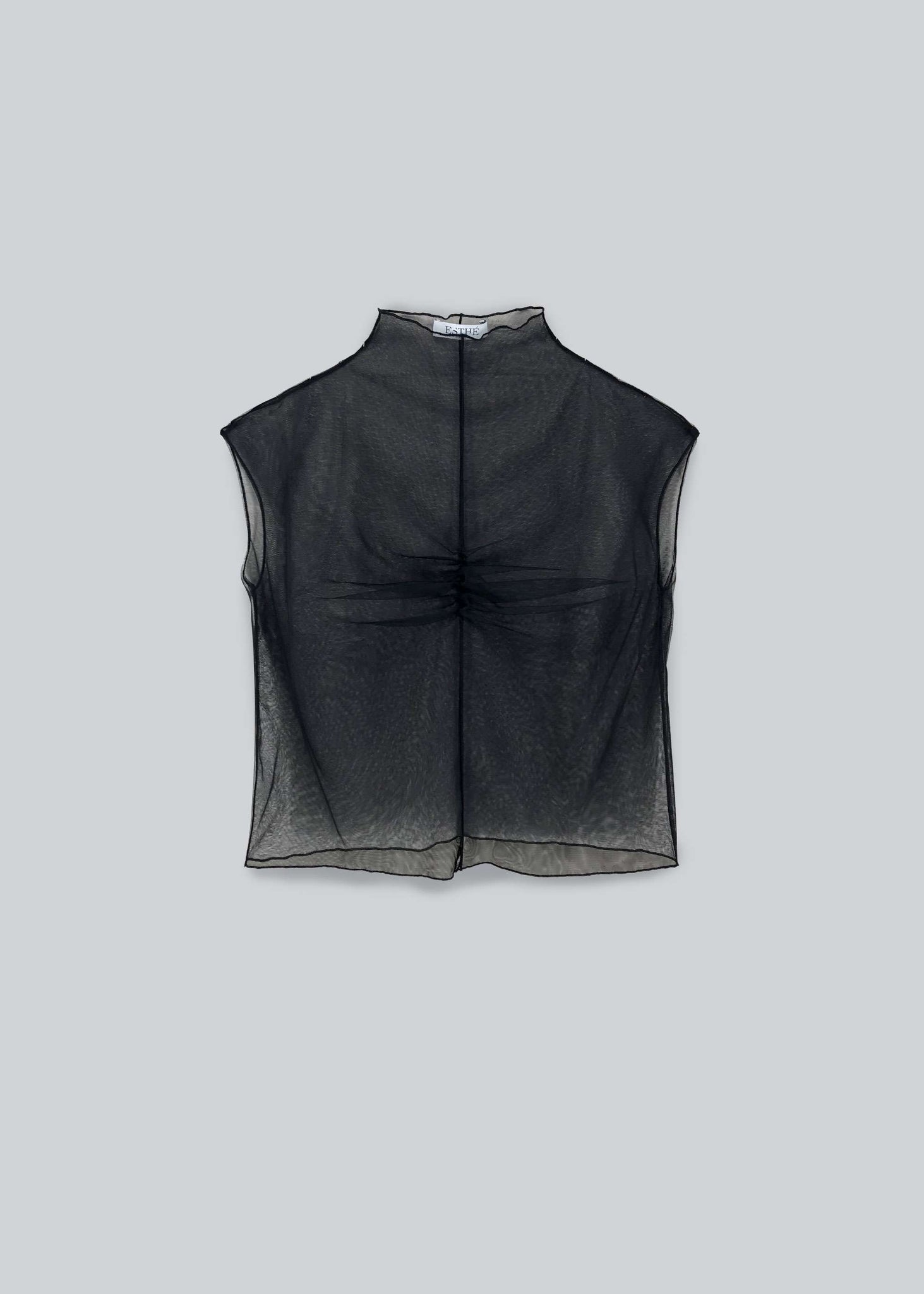 Top in tulle senza maniche - Nero