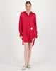 Kori Solid Shirt Dress  - Red