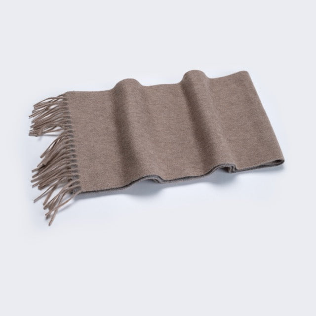 Sciarpa "Biella Frange" colore beige/grigio