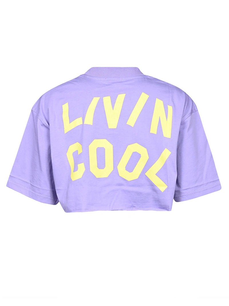 OVERSIZE CROP TEE LOGO PRINTED LILIAC