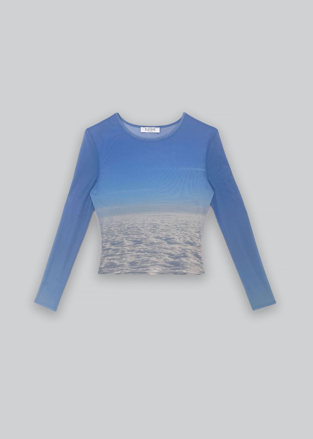 Maglia a maniche lunghe in rete stampata - Stampa nuvola