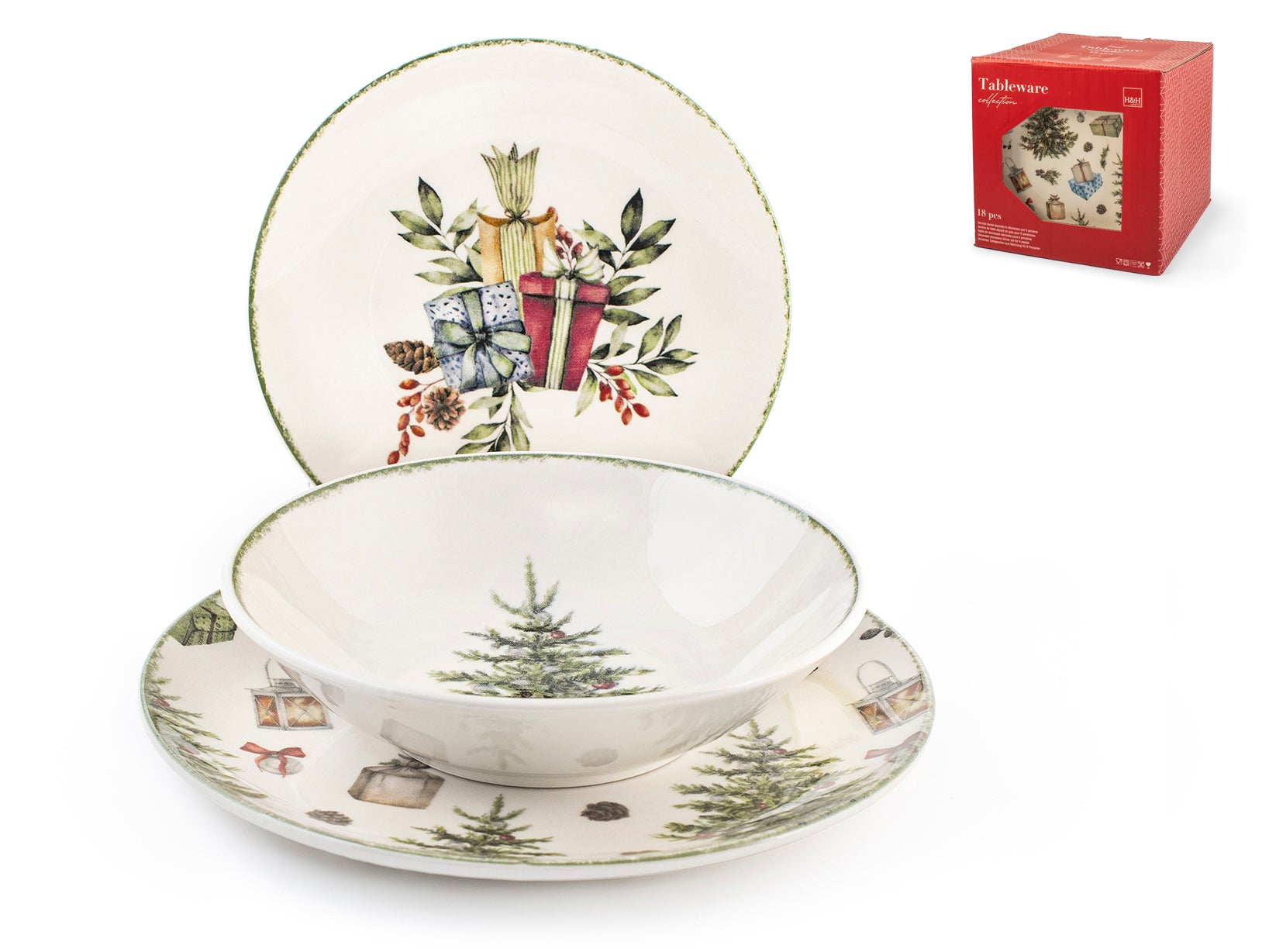 Servizio 18 pezzi tavola Christamas Carol in stoneware