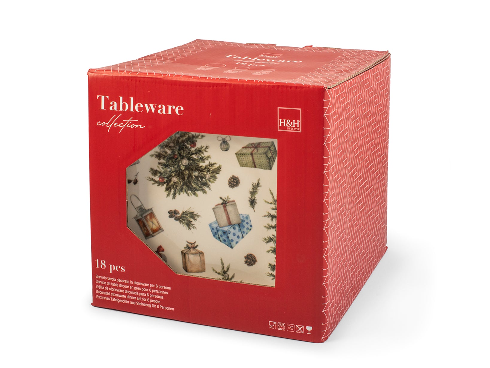 Servizio 18 pezzi tavola Christamas Carol in stoneware
