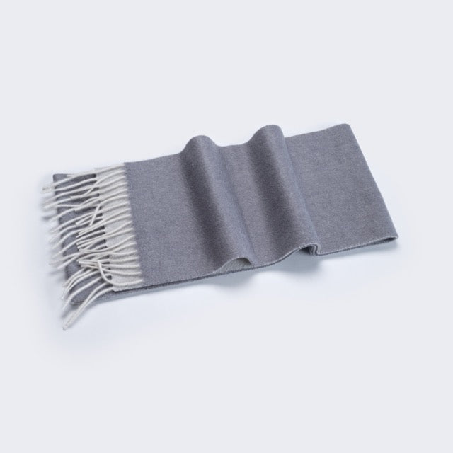 Sciarpa "Biella Frange" colore acciaio