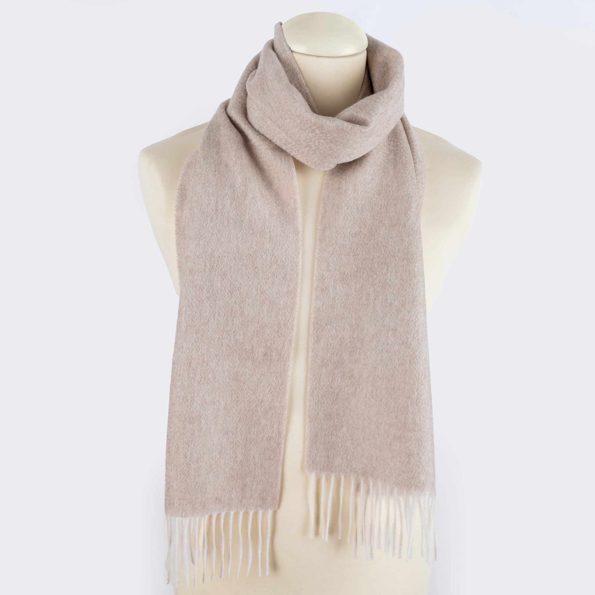 Sciarpa  "Biella Frange"  colore oyster