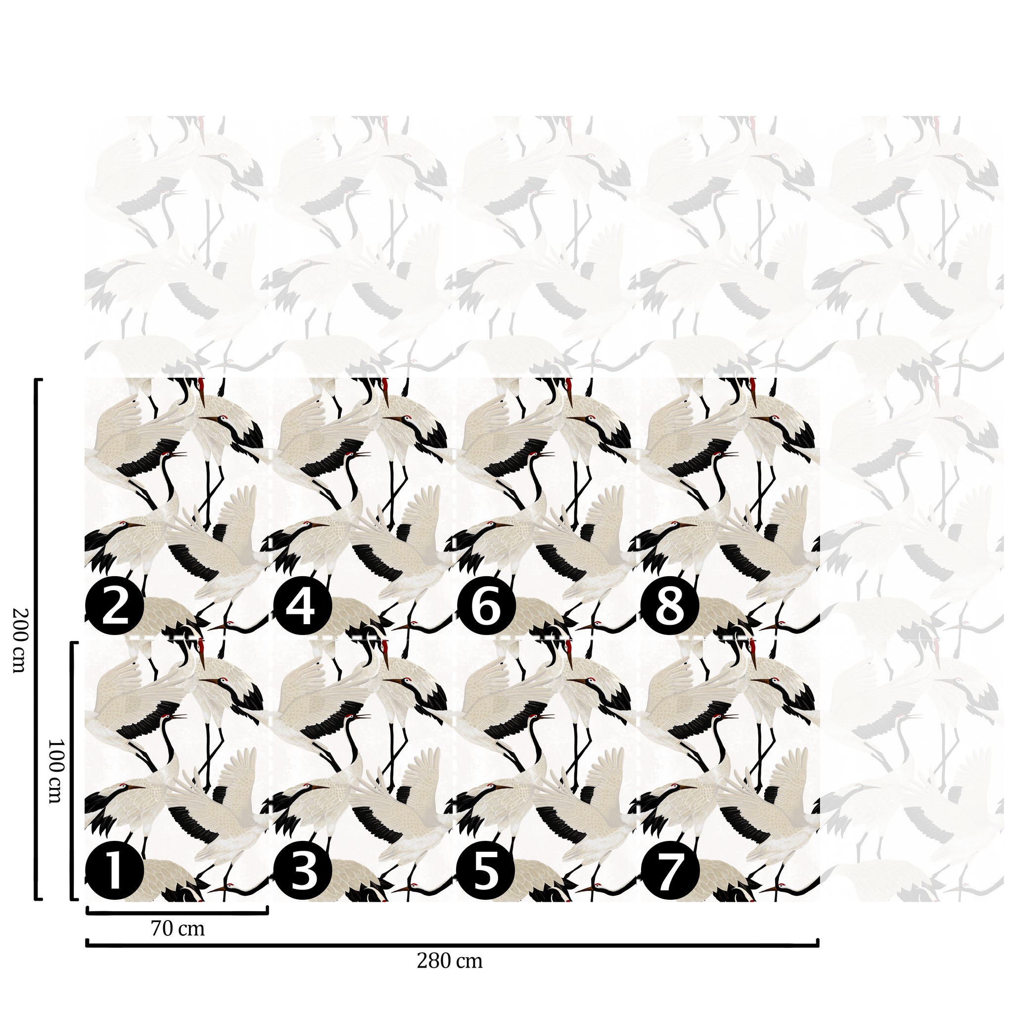 Carta da Parati Aironi Bianchi - 8 fogli - 5,60 mq